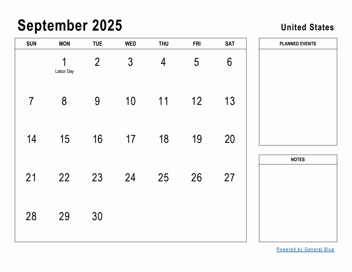 September 2025 Planner with United