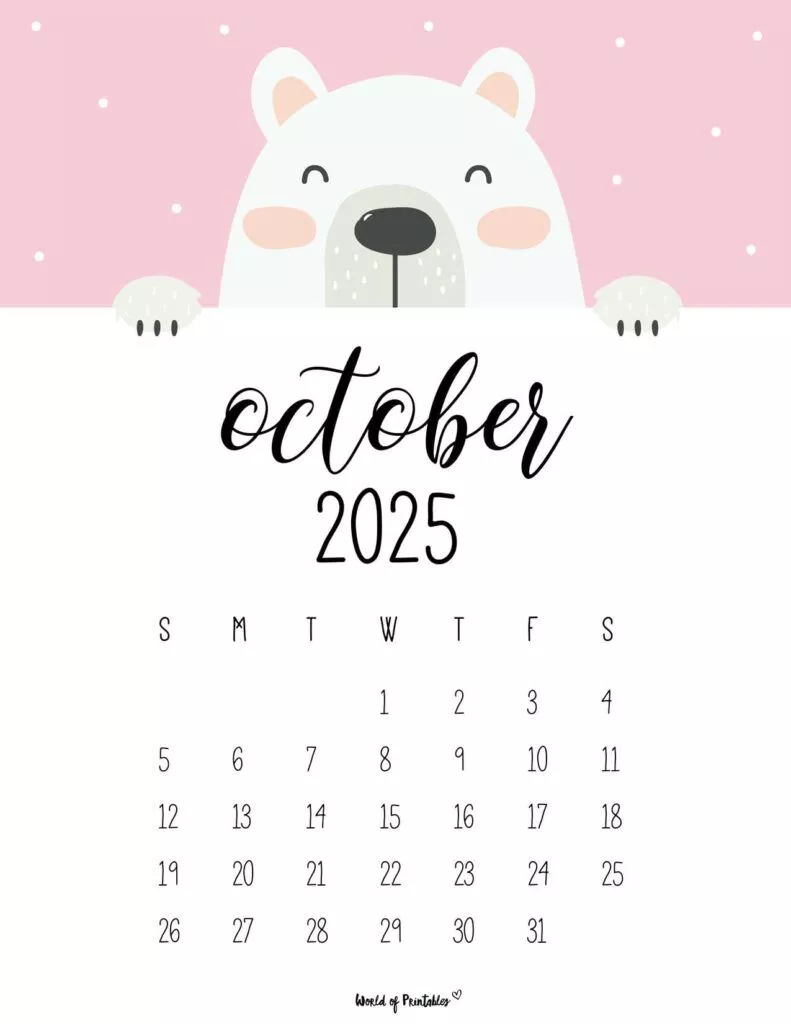 October 2025 Calendars. Styles