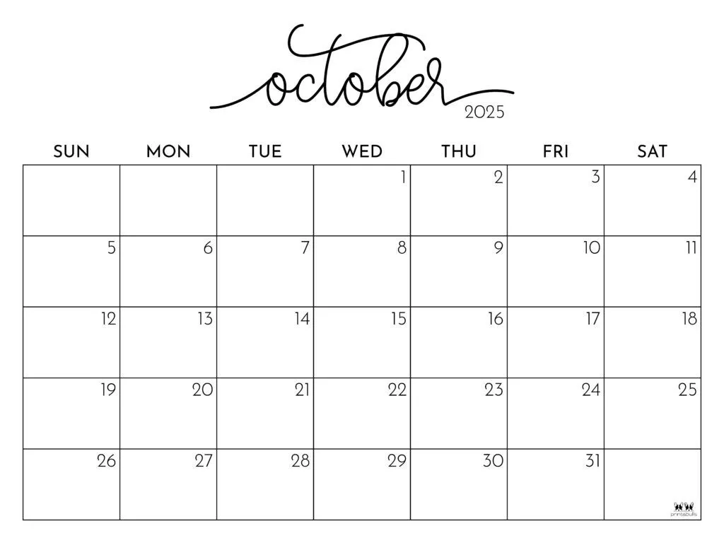 October 2025 Calendars FREE