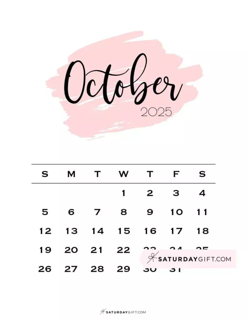 October 2025 Calendar Cute & FREE