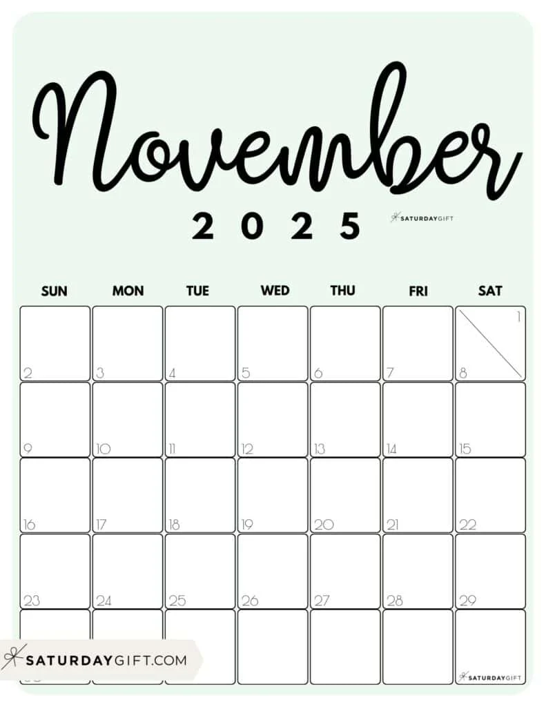 November 2025 Calendar Cute & FREE