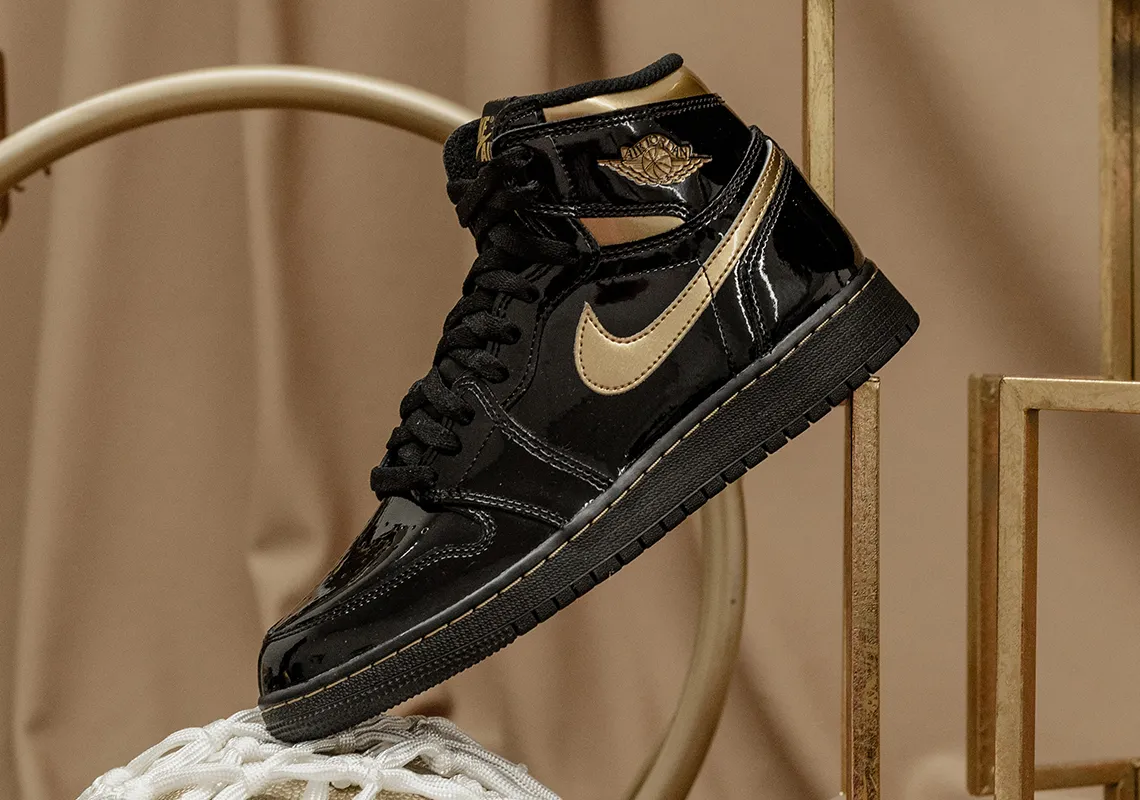 Air Jordan 1 Black Gold Patent Leather