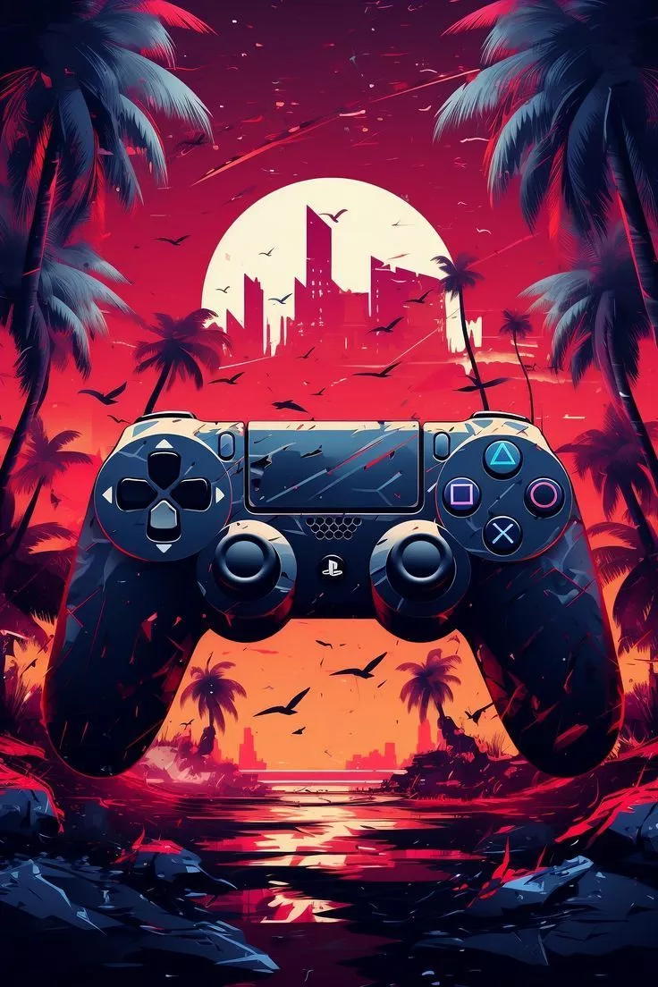 Miami Vibes Meet Gaming: PS5 Controller Art