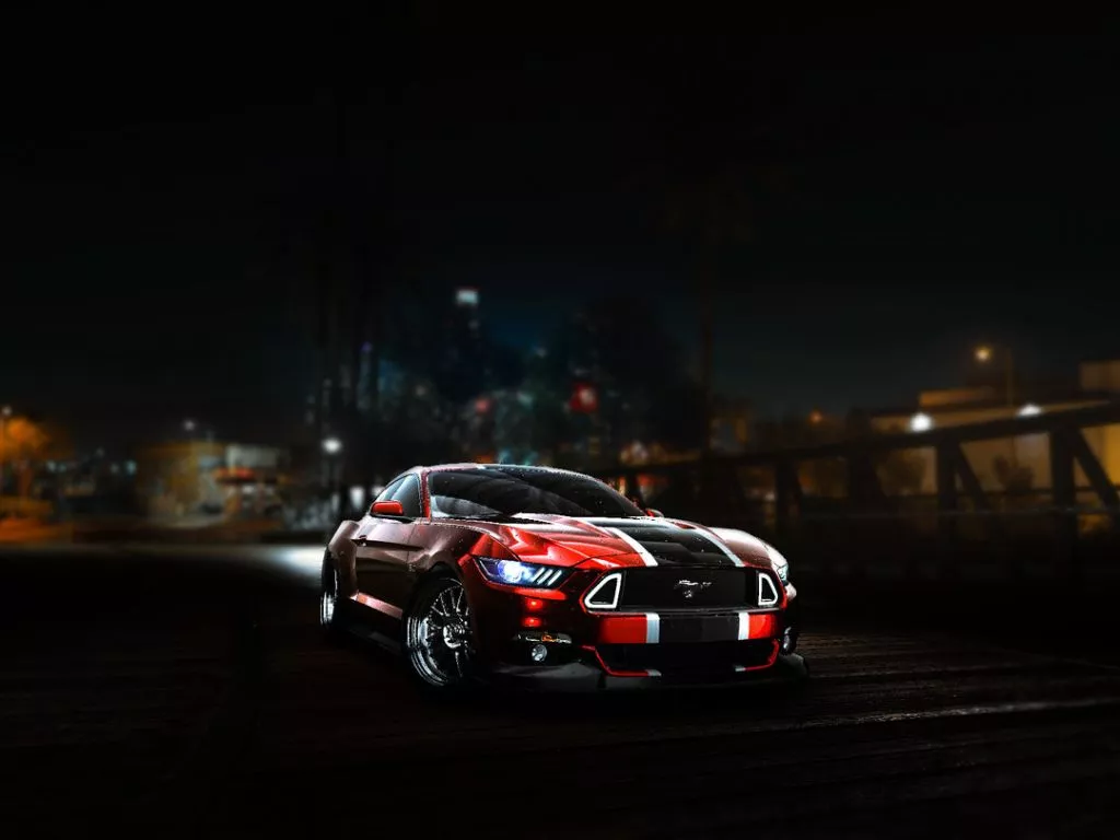 ford mustang, dark, art