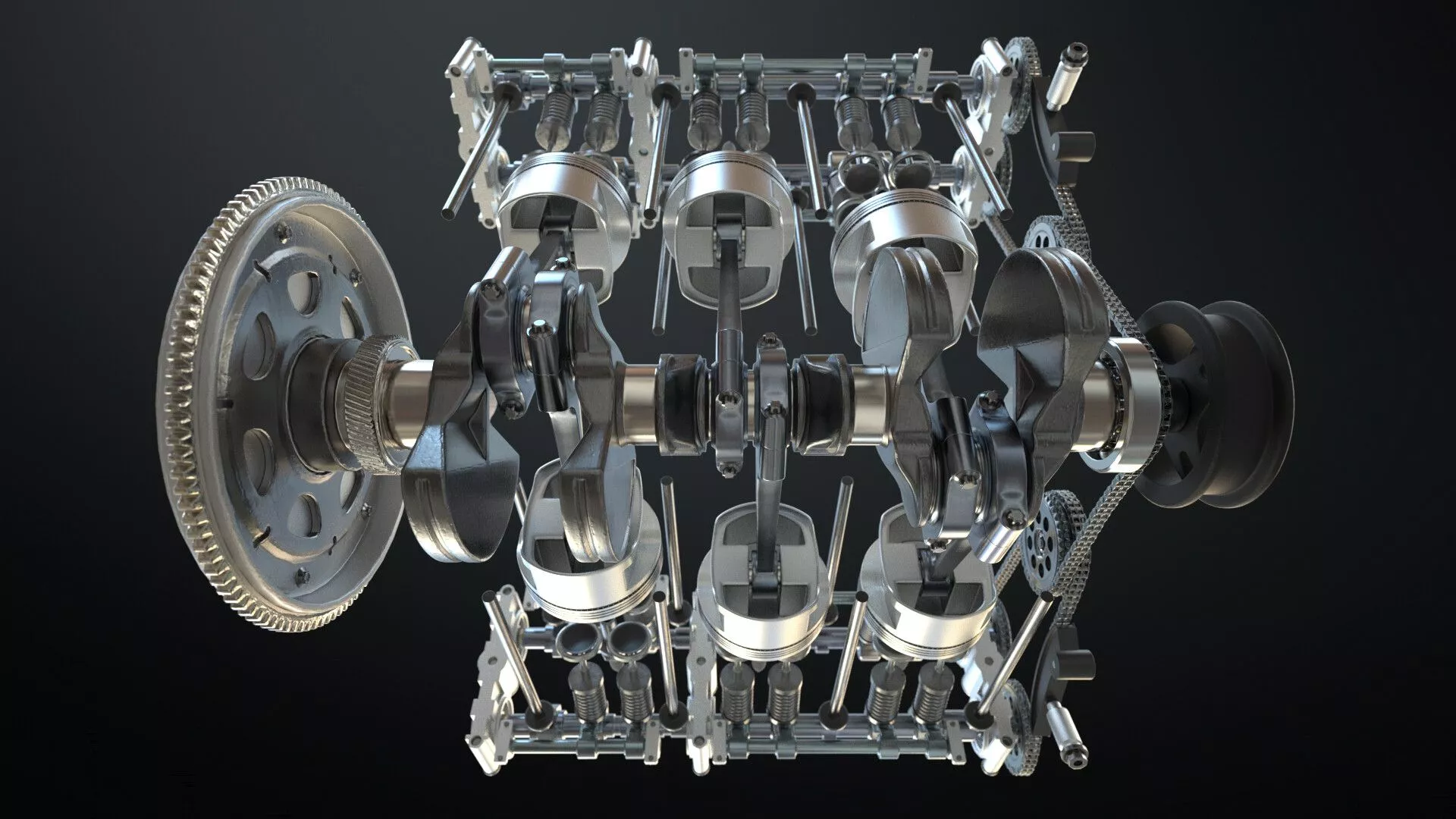 V6 Engine Working Animated