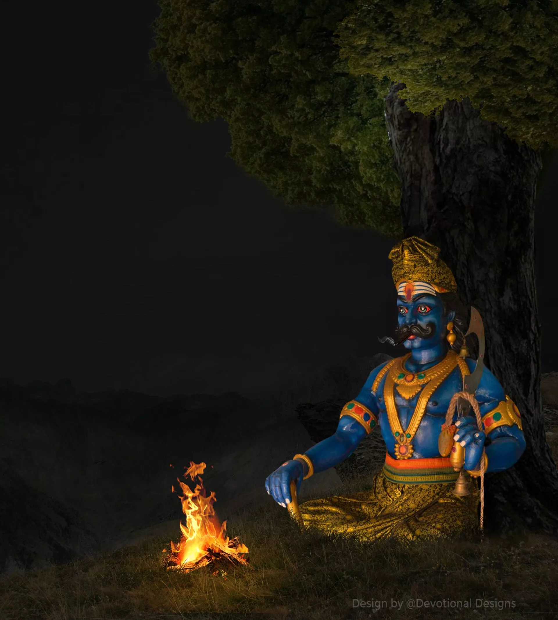 Muniswaran sitting under a