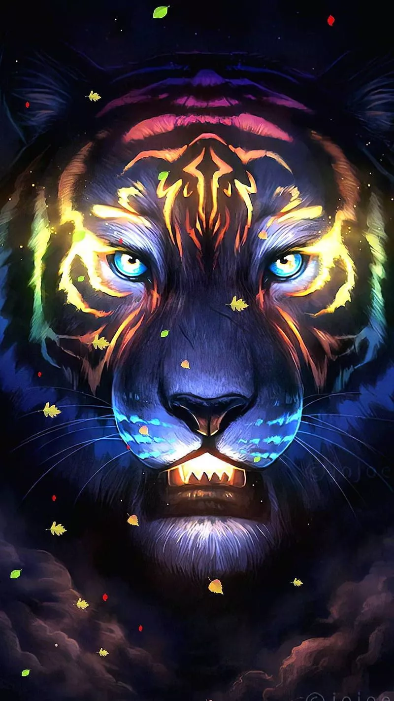 HD neon tiger wallpaper