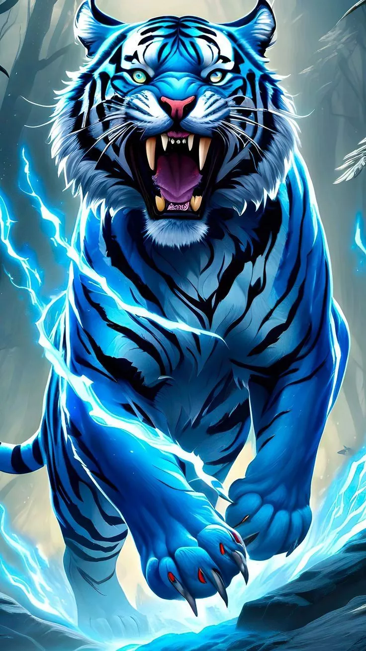 Wallpaper tiger, predator, lightning