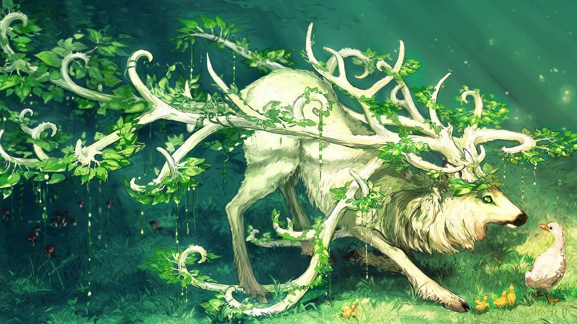 Enchanted Deer: A Fantasy HD Wallpaper