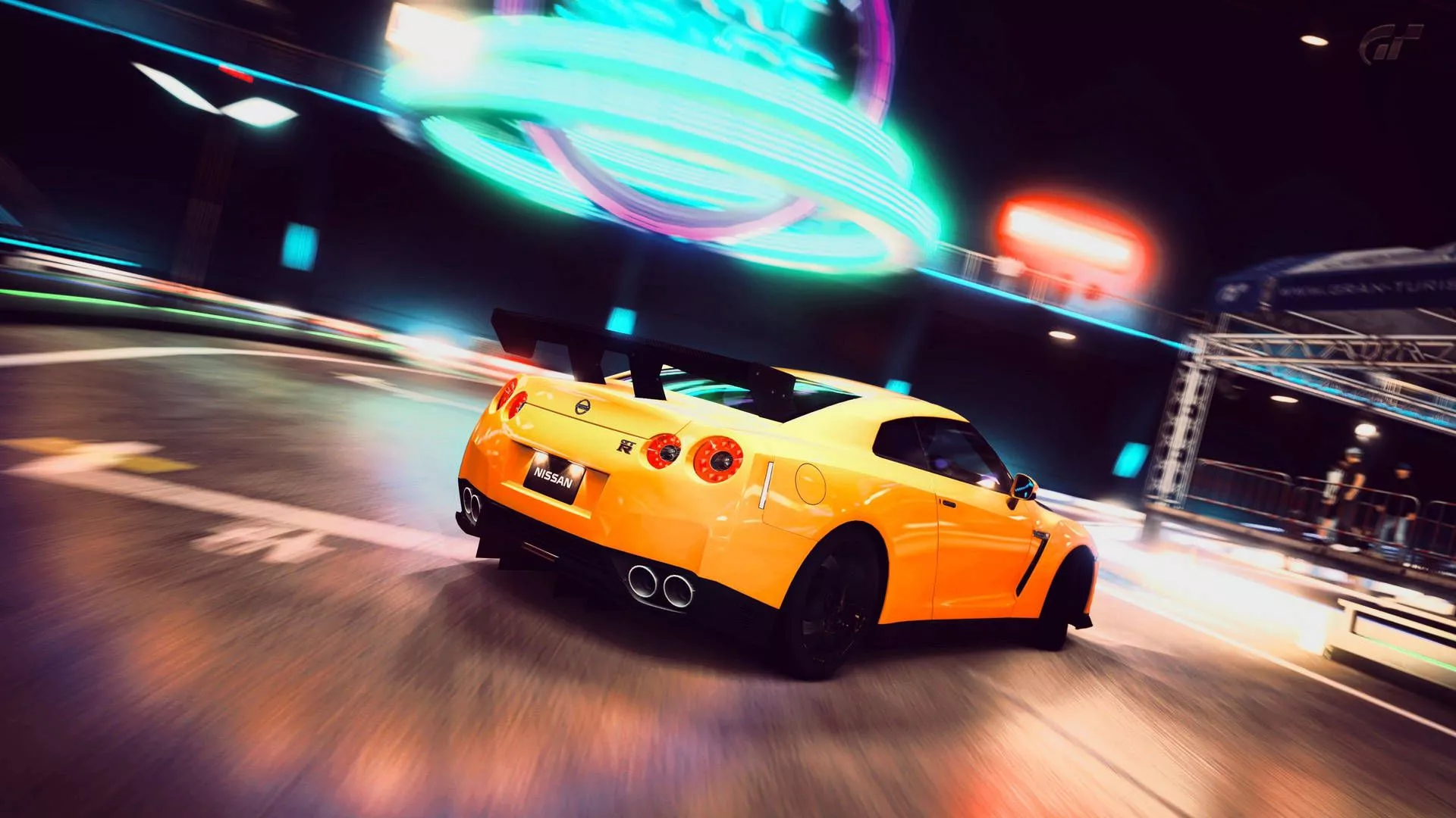 Yellow Nissan Gtr Sports Car In Motion