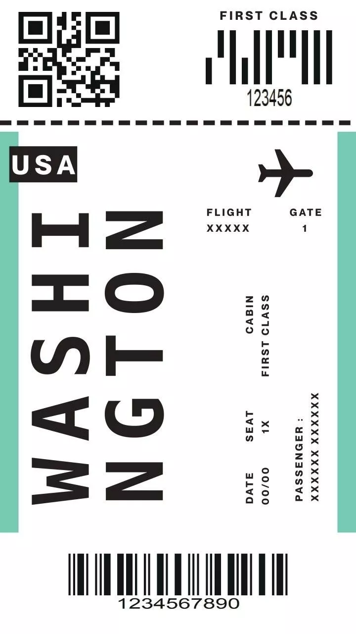 Washington Flight Ticket Phone Wallpaper