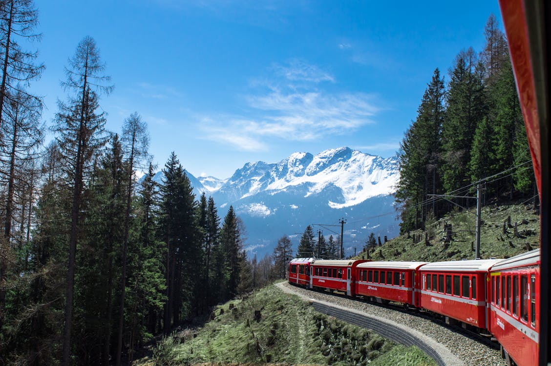 Bernina Express in Mountains