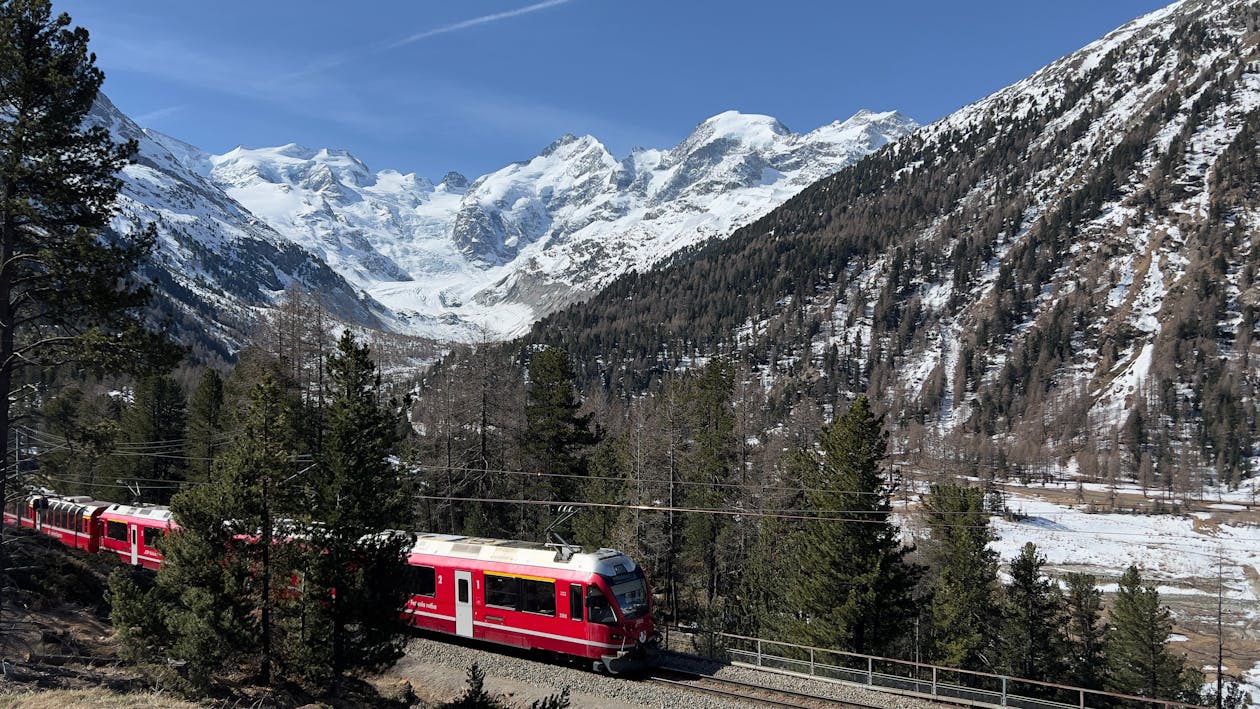 Scenic View of the Red Train near