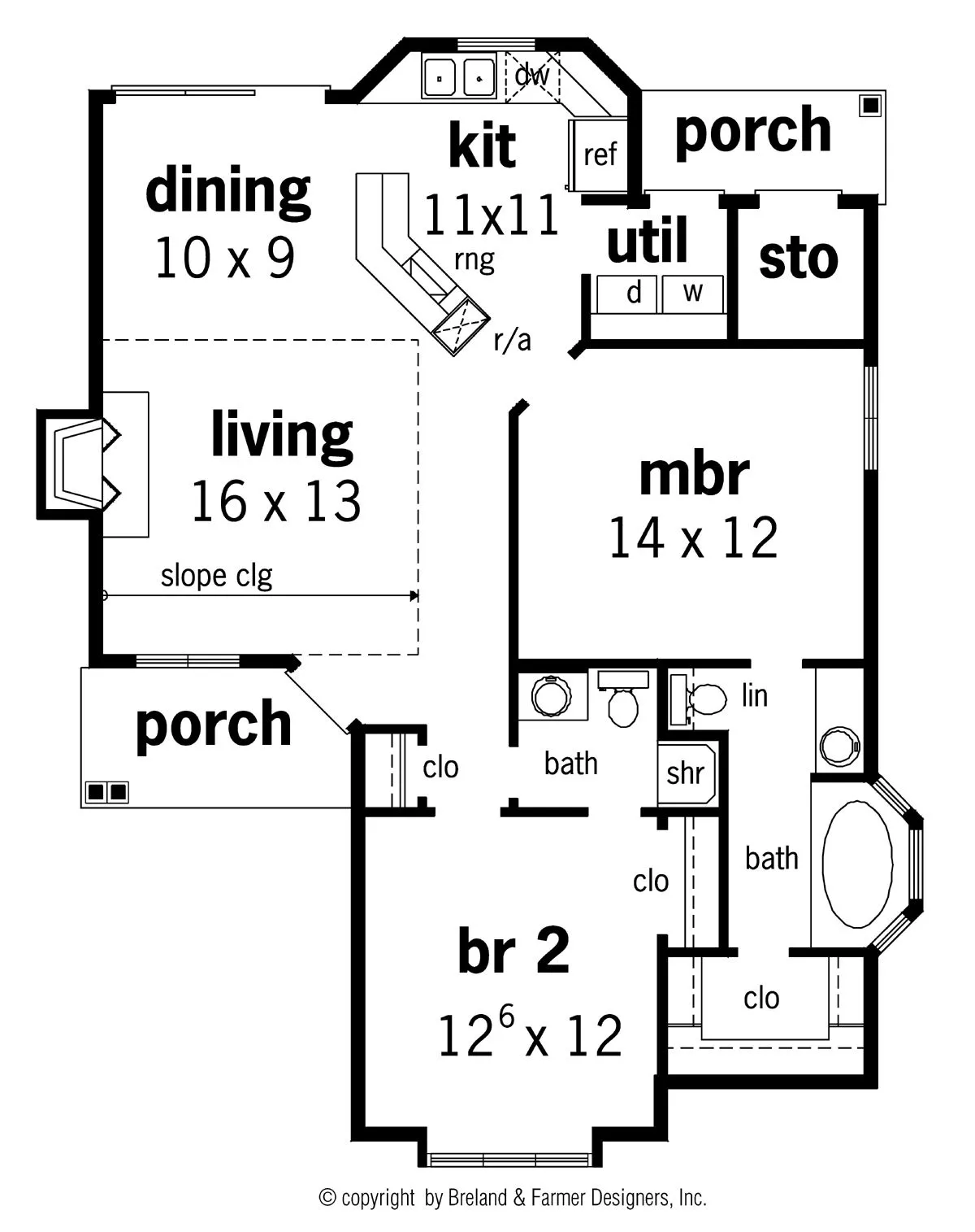 Cottage House Plan with 2 Bedrooms