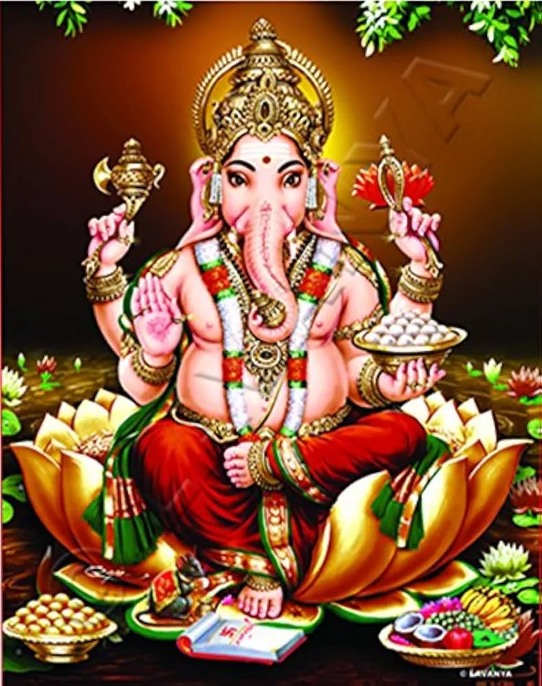 Lavanya God Vinayagar in Gold Lotus