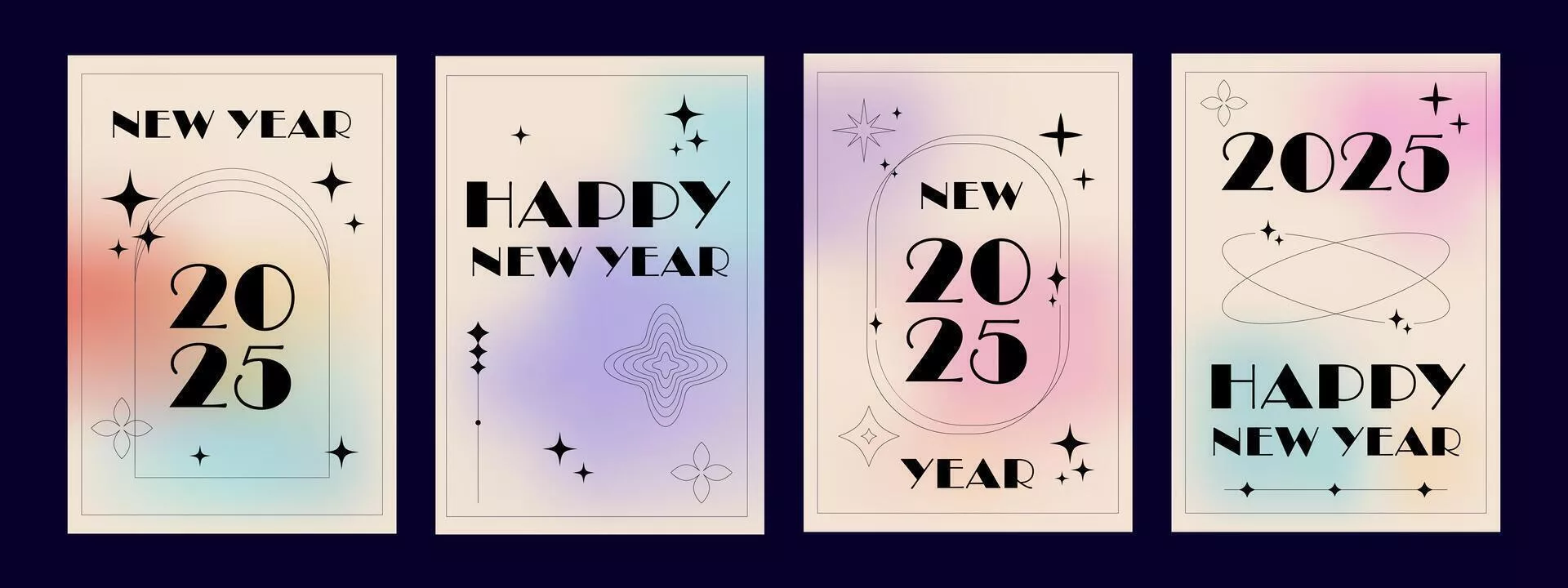 Happy New Year 2025 set posters. Modern