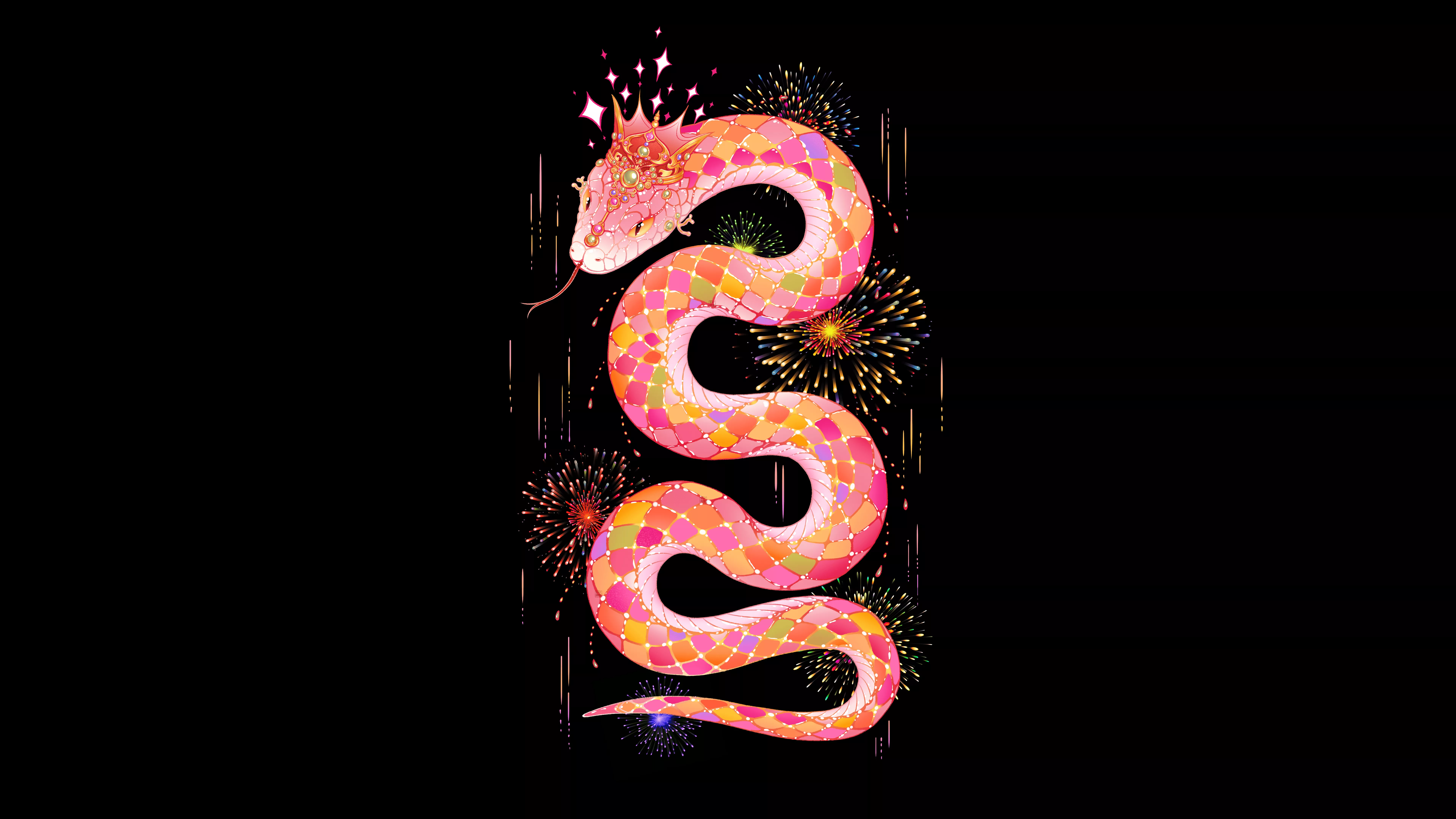 Year of the Snake Wallpaper 4K, 2025
