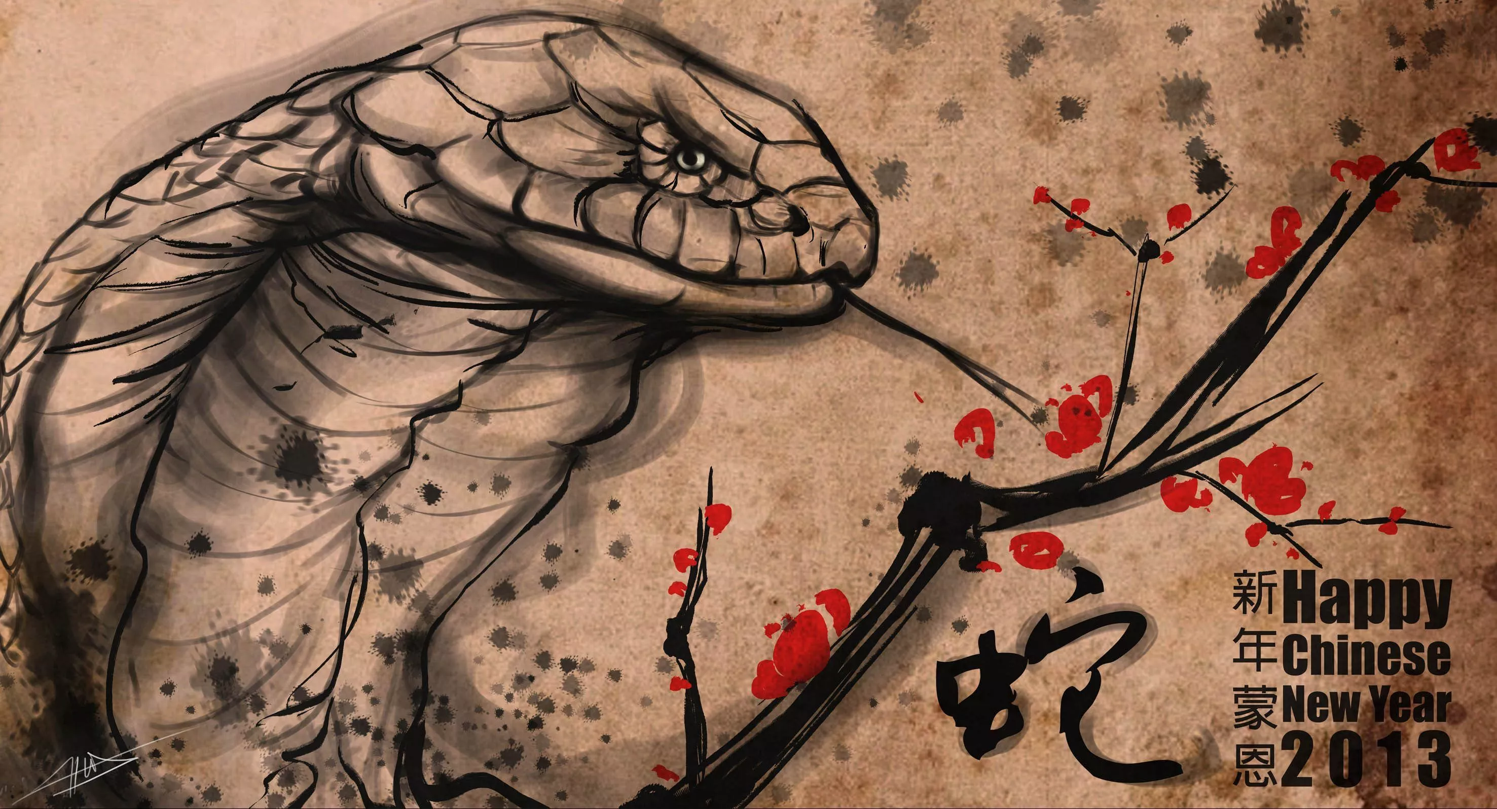Wallpaper paint, new year, snake