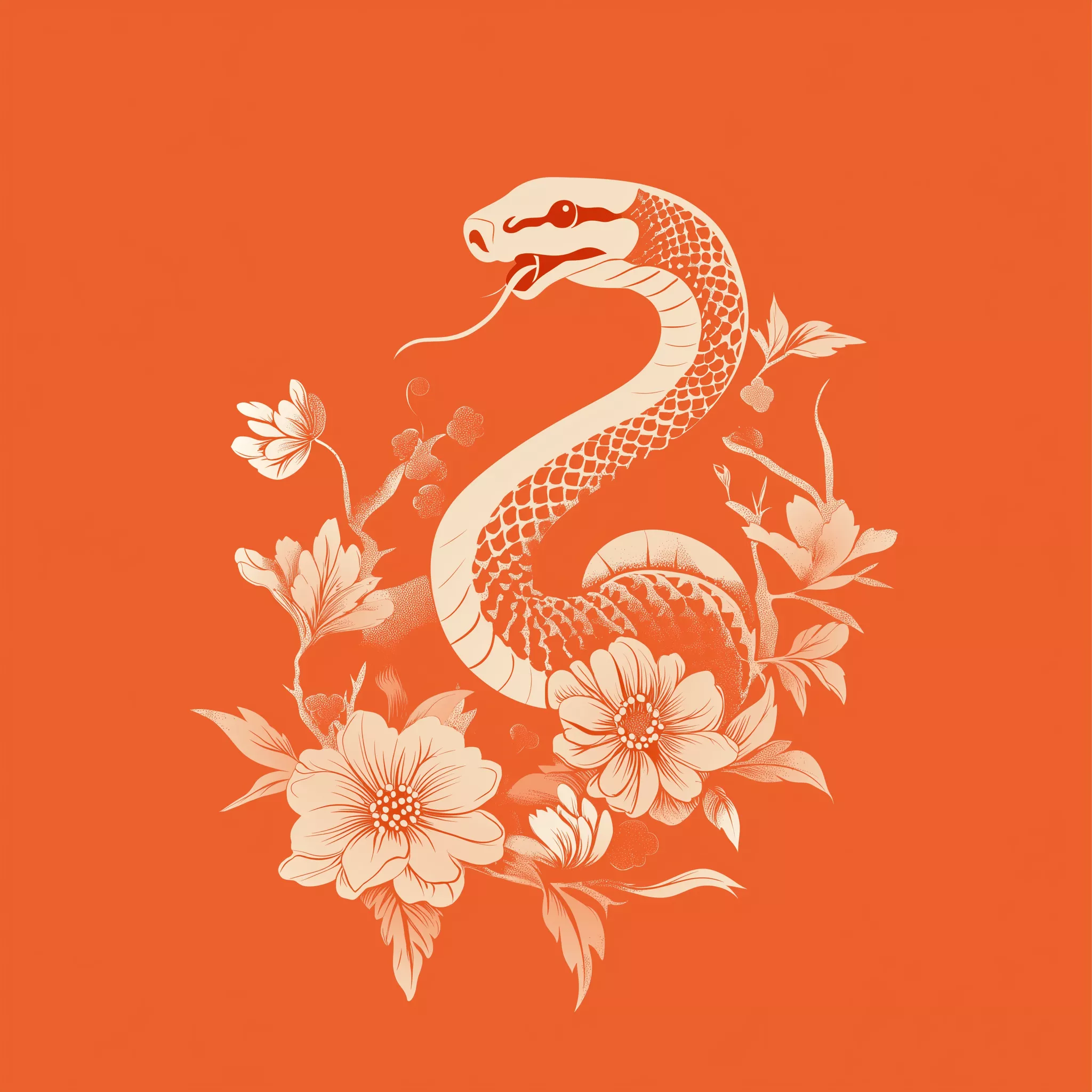Vintage Chinese New Year Snake Logo
