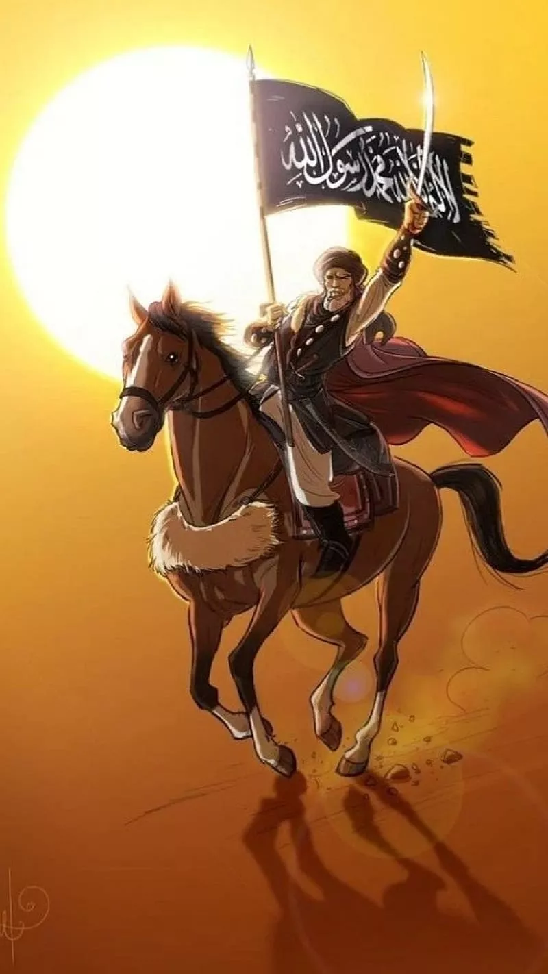 Muslim Warrior, islamic warrior with flag, flag, islamic, HD phone wallpaper