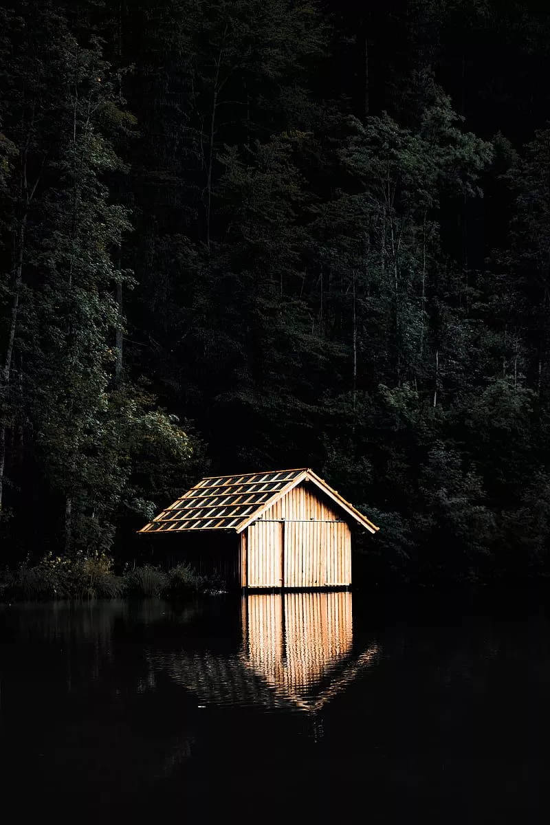 HD cabin in the woods at night
