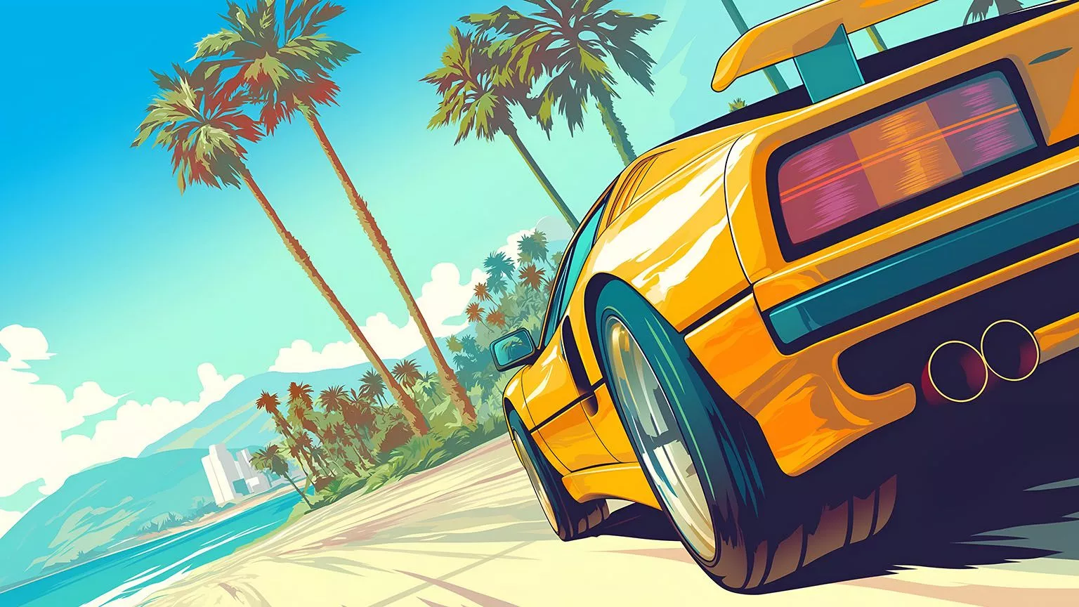 GTA Retro Palm Beach Wallpaper