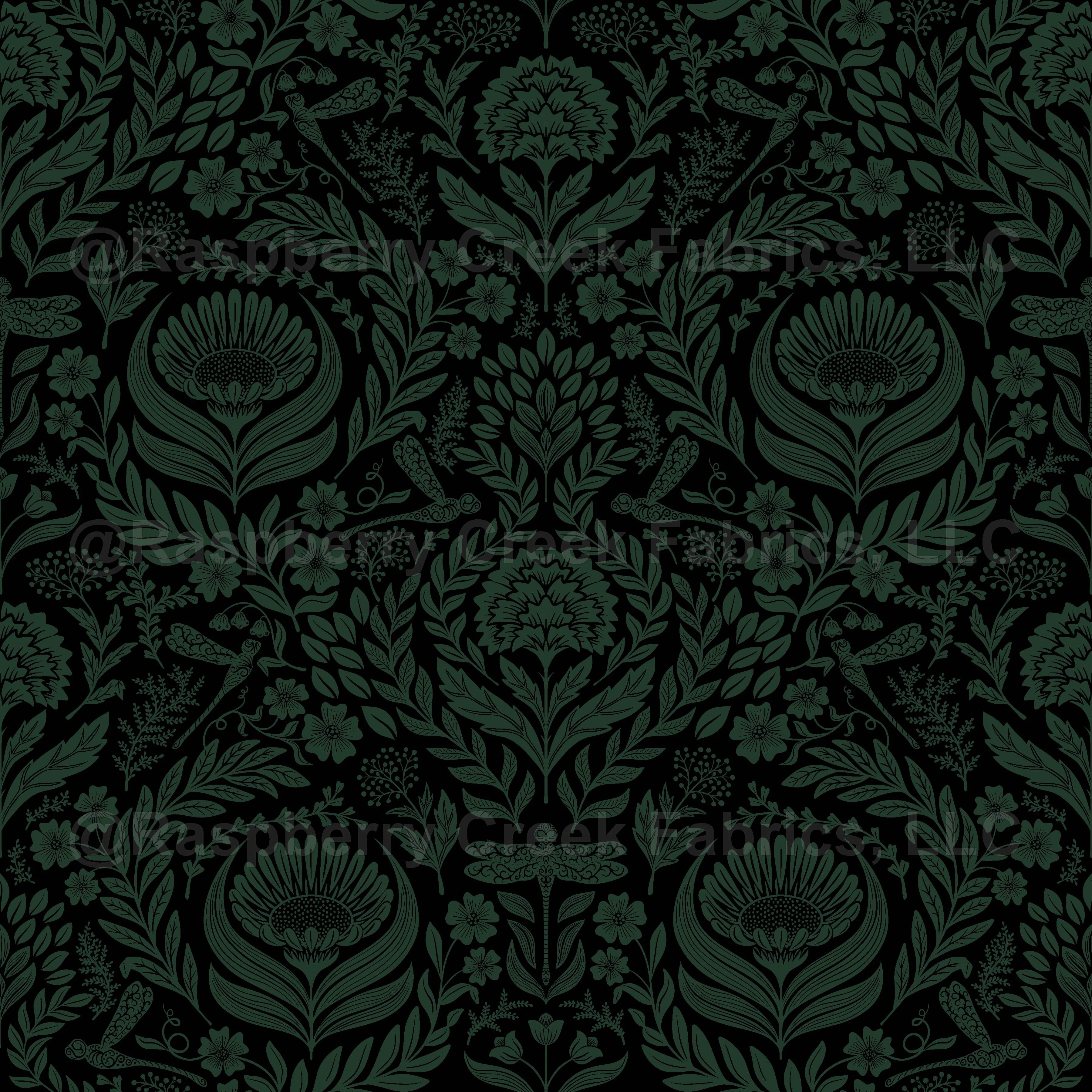 Victorian Floral Damask green