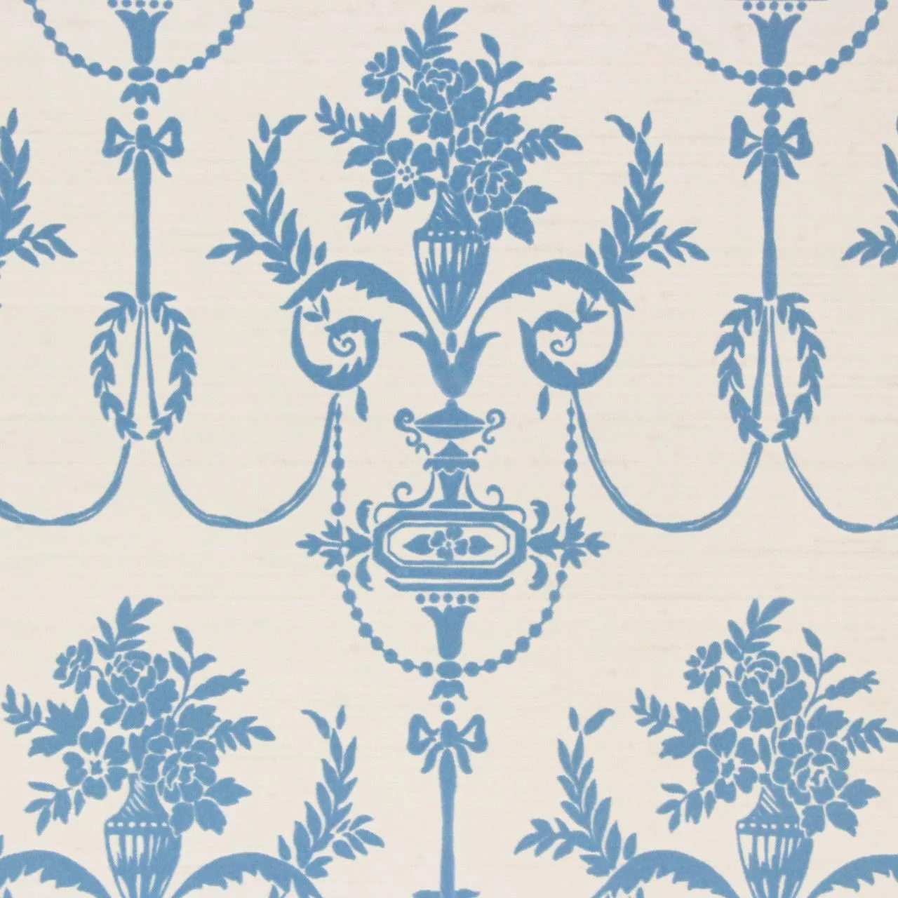 1970s Vintage Wallpaper Blue Flock