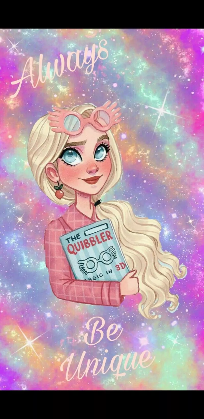 Luna Lovegood, galaxy, harry potter, pink, purple, shiny, unique, HD phone wallpaper