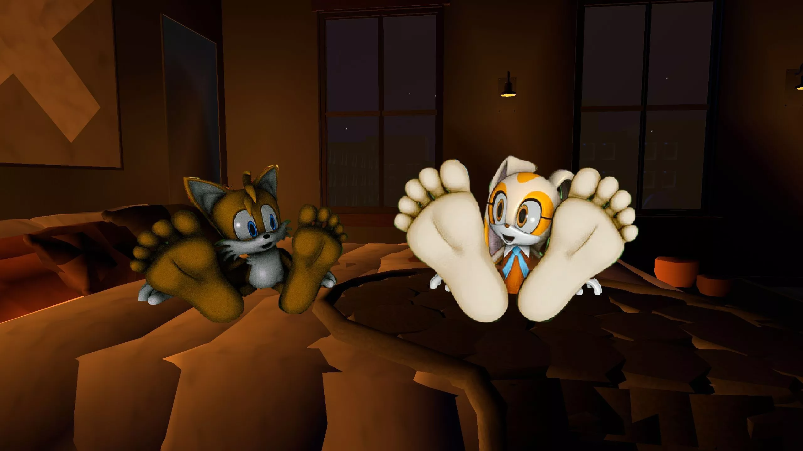 Tails and Cream comparing feet