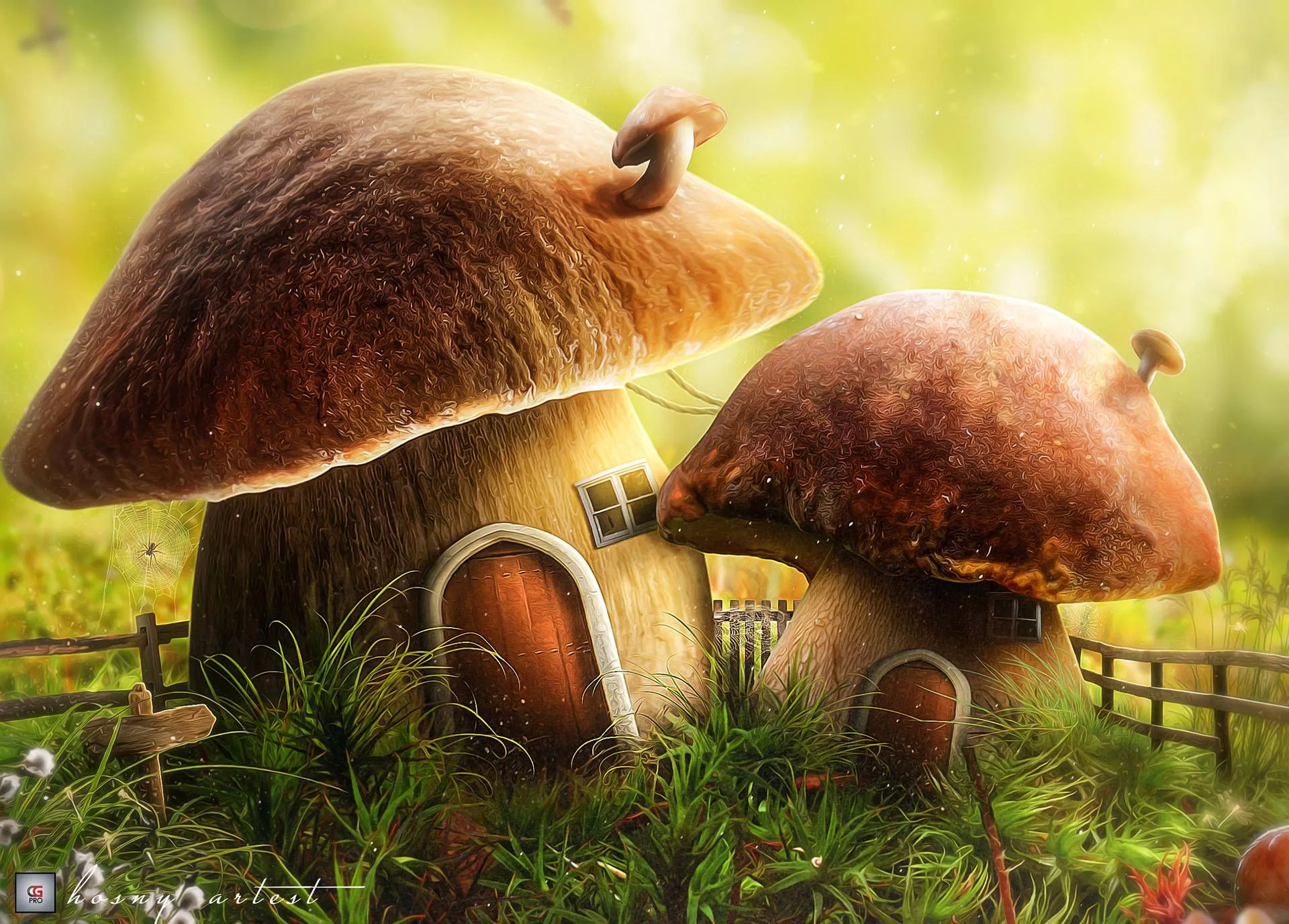 Download Fairytale Mushroom Houses Wallpaper