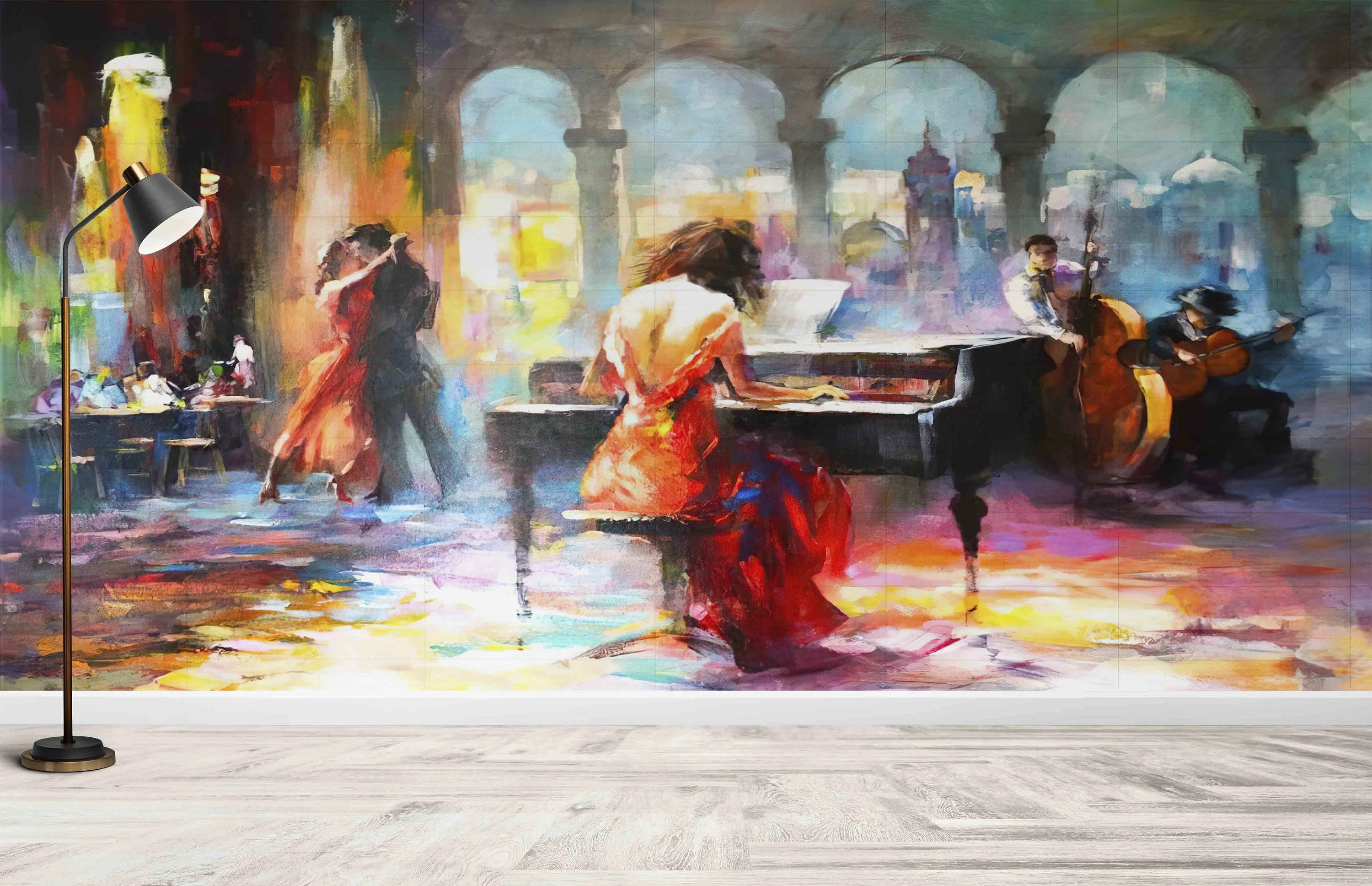 Abstract Music Mural, Piano Wall Poster