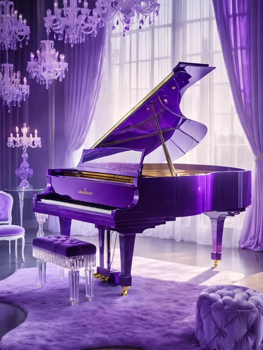 Purple Piano Art Canvas Prints