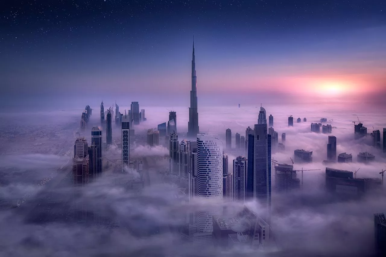 image Dubai Emirates UAE Fog Sunrises
