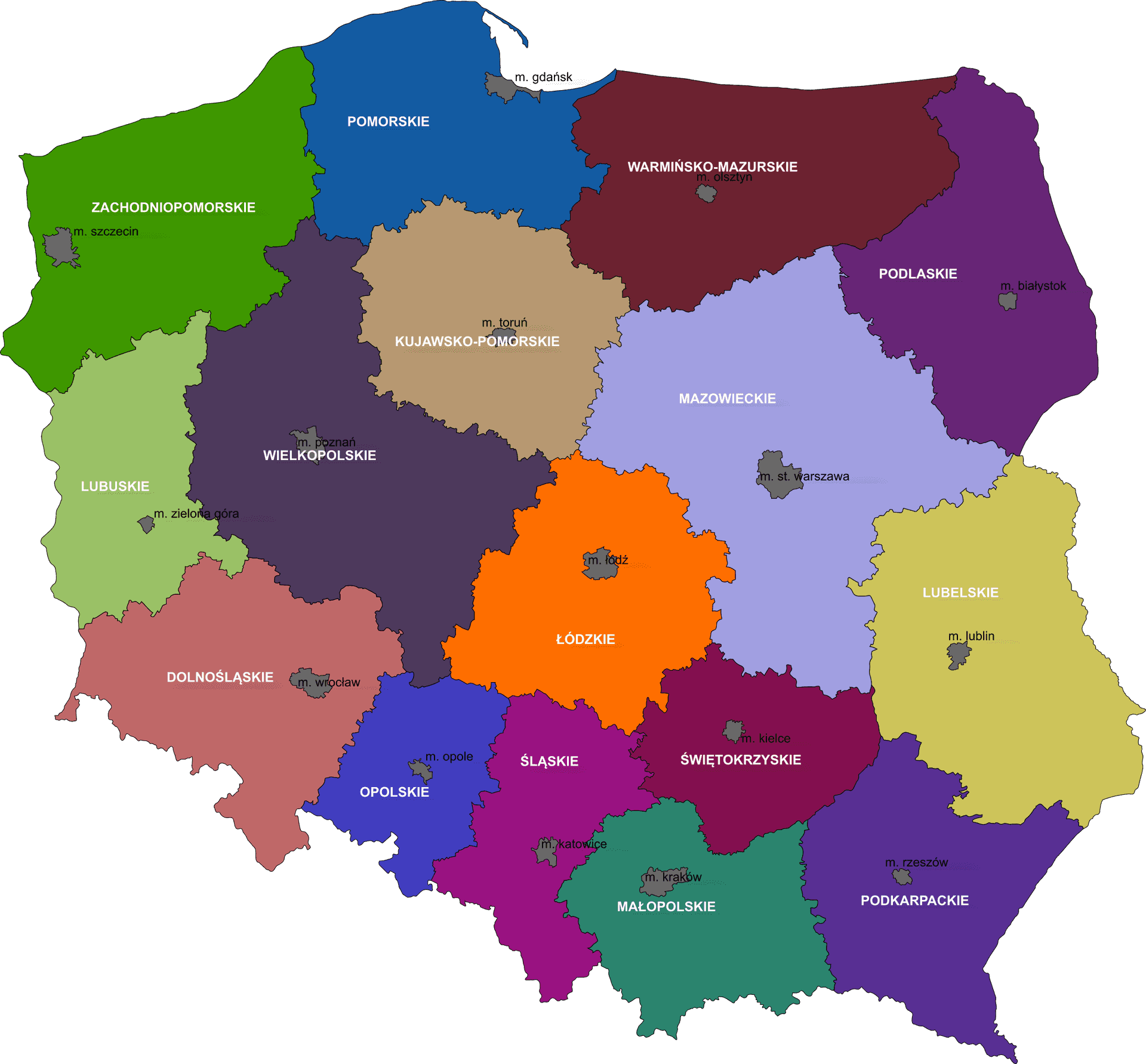 Poland Administrative Divisions Map