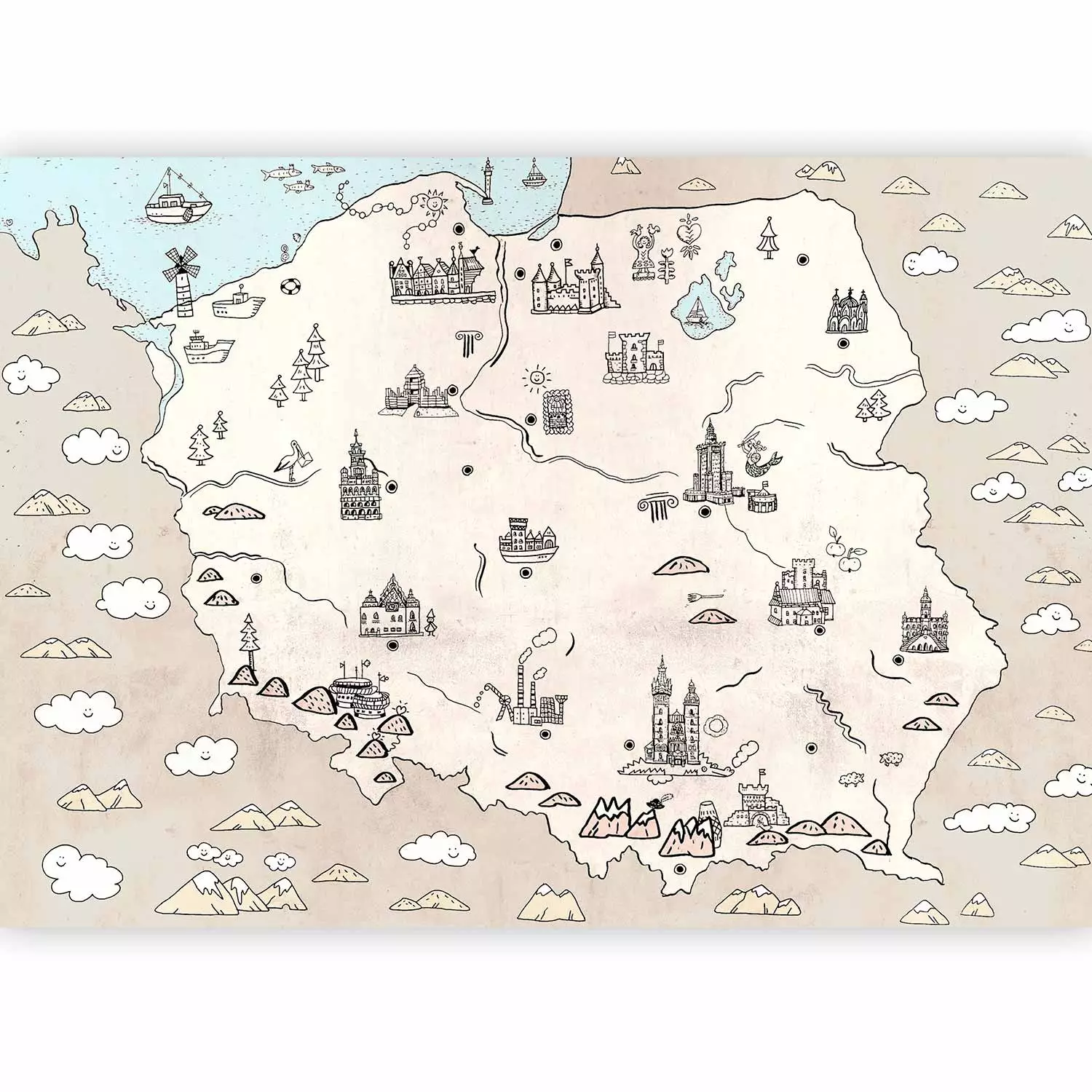 Photo Wallpaper Map of Poland