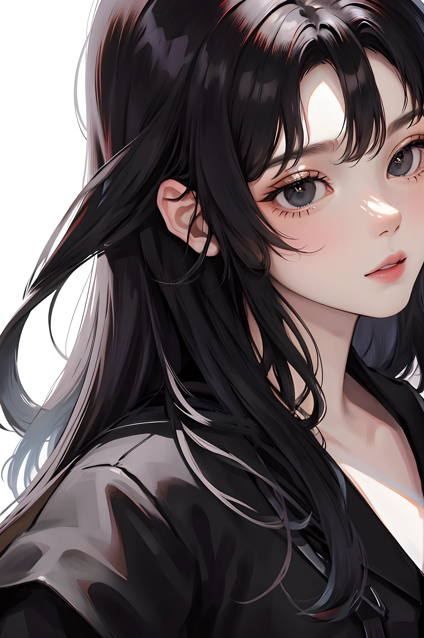 Anime girl with long black hair