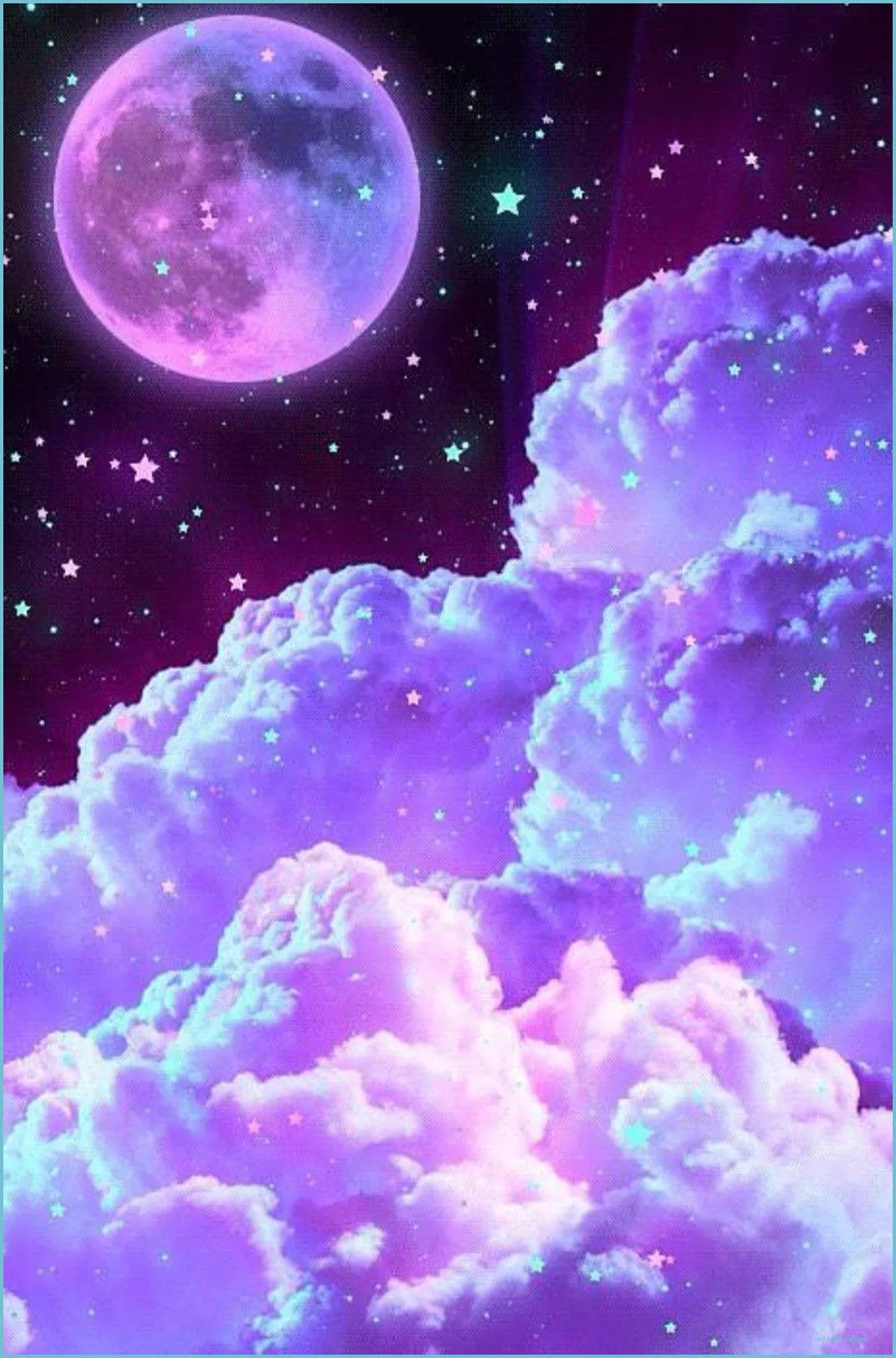 Download Neon Purple Clouds Moon Girly