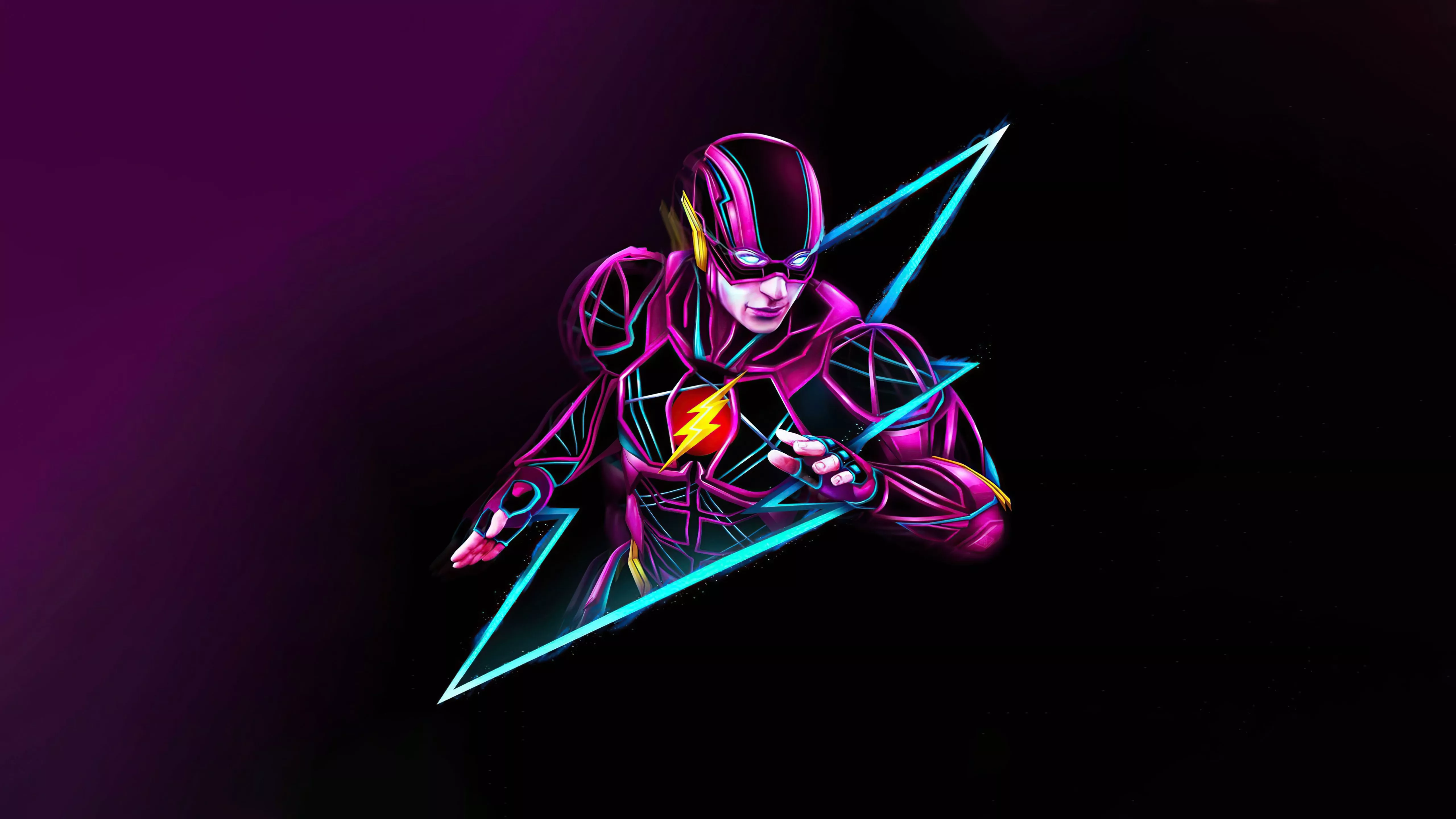 DC Flash Neon Art Wallpaper, HD