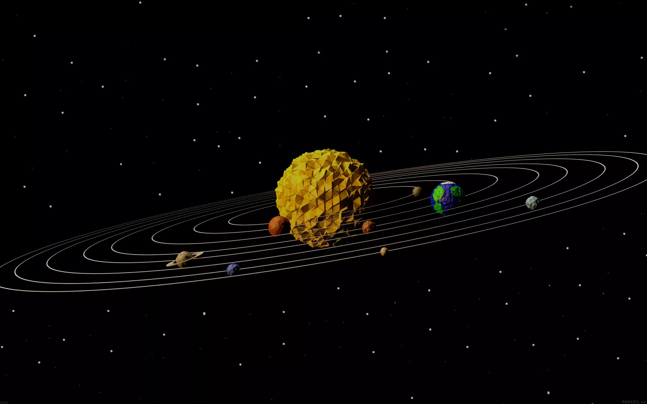 3D Solar System Space Art Minimal