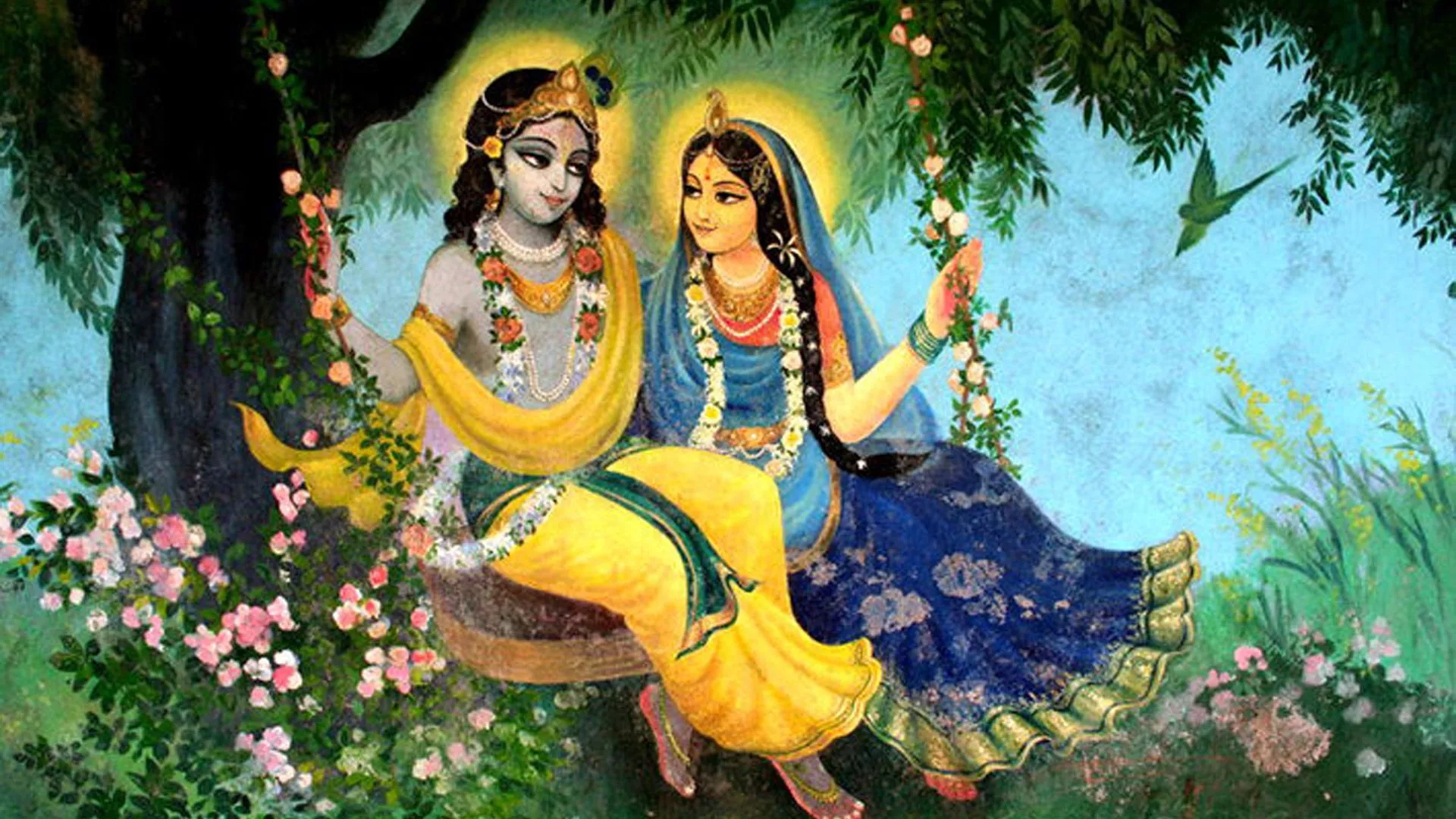 Radha and Krishna Nature Background God