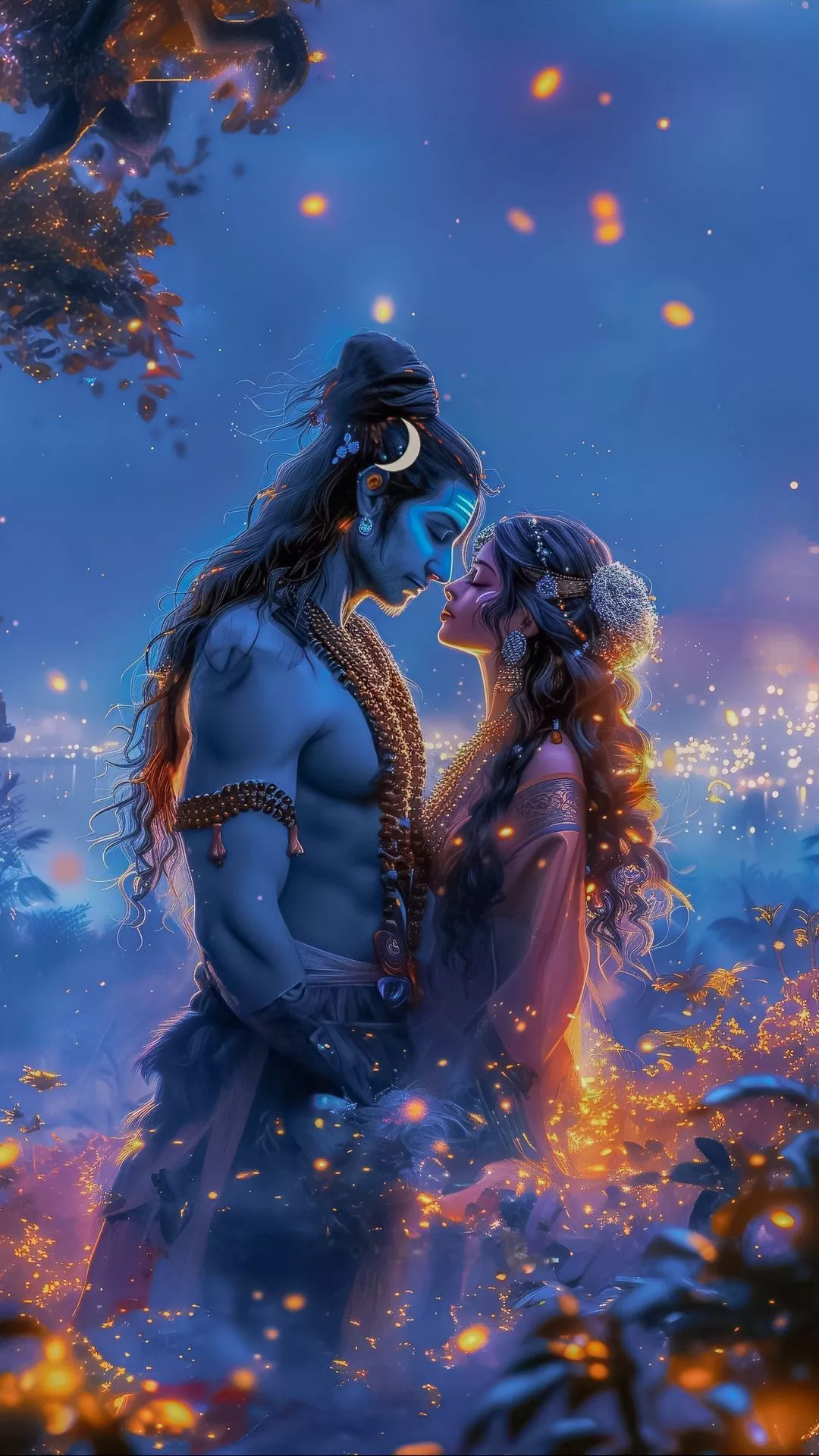 Wallpaper shiva, god, love, couple