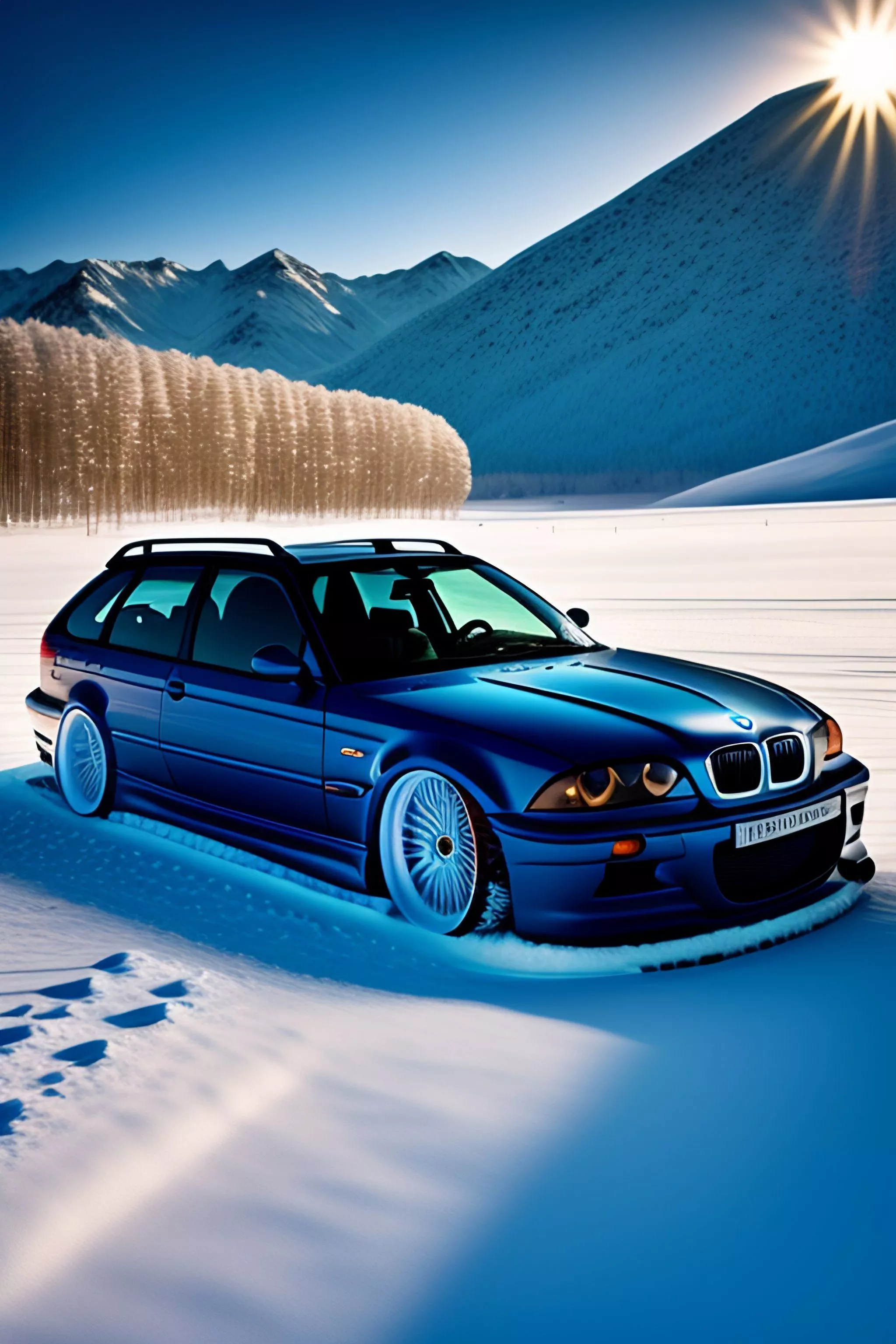 Car, bmw e46 touring, snow