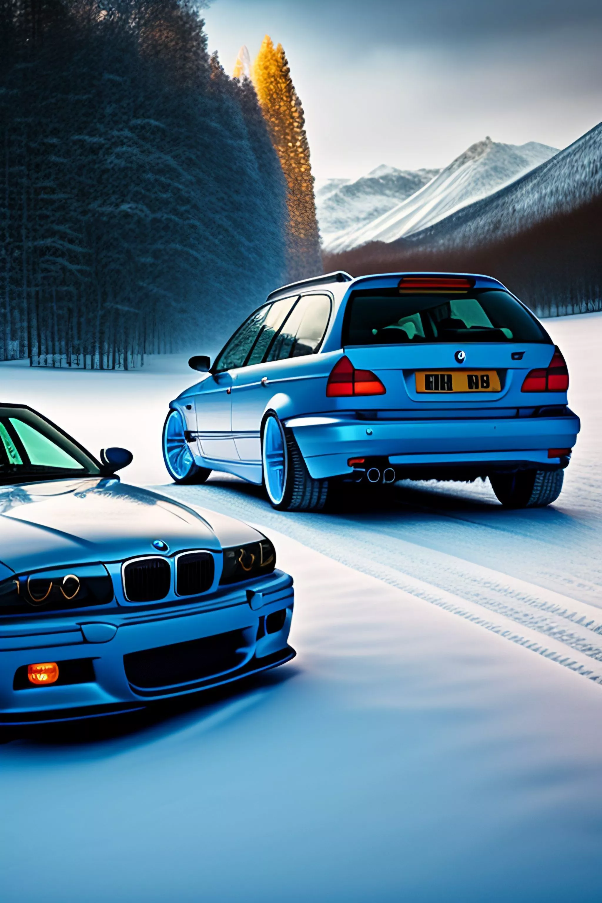 Car, bmw e46 touring, snow