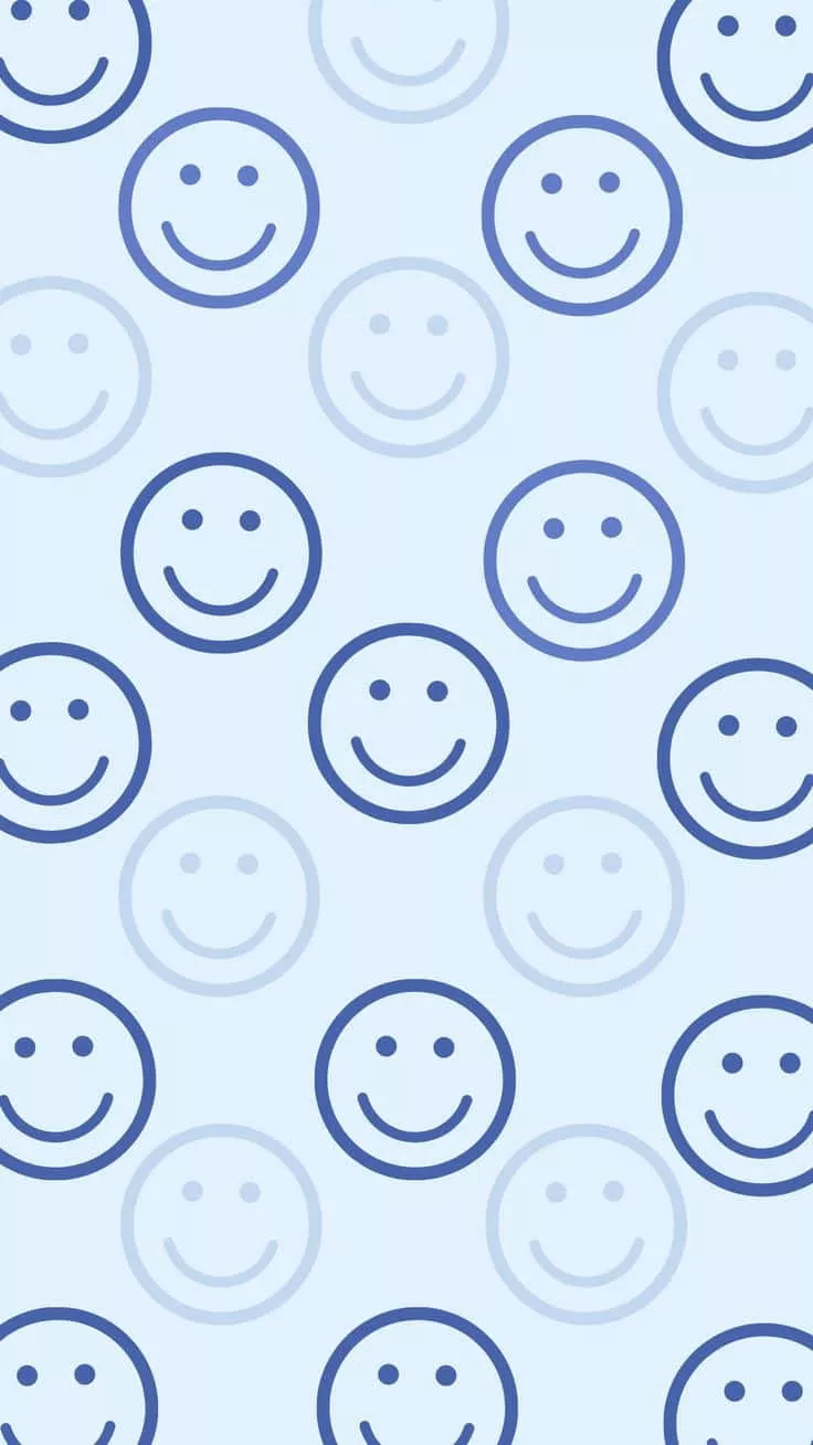 Smiley Face Blue Preppy Wallpaper