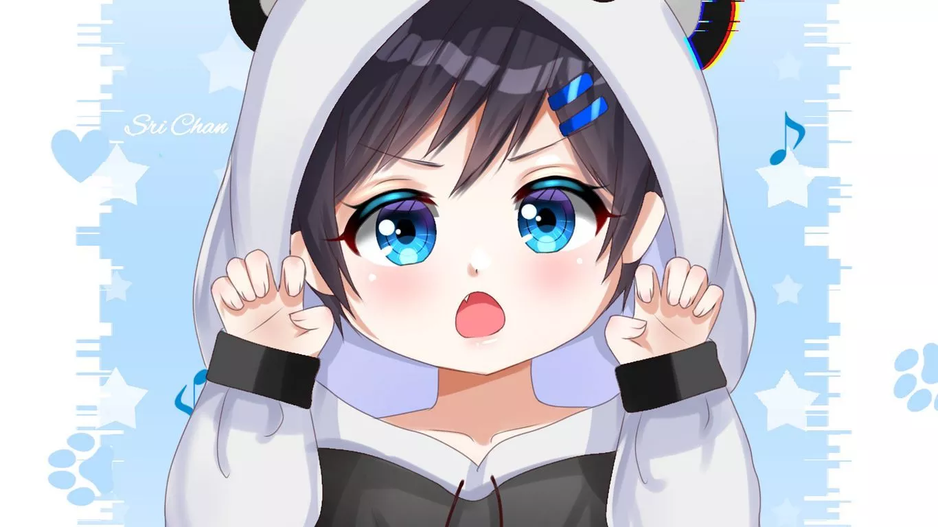 wallpaper 1366x768 girl, gesture, panda