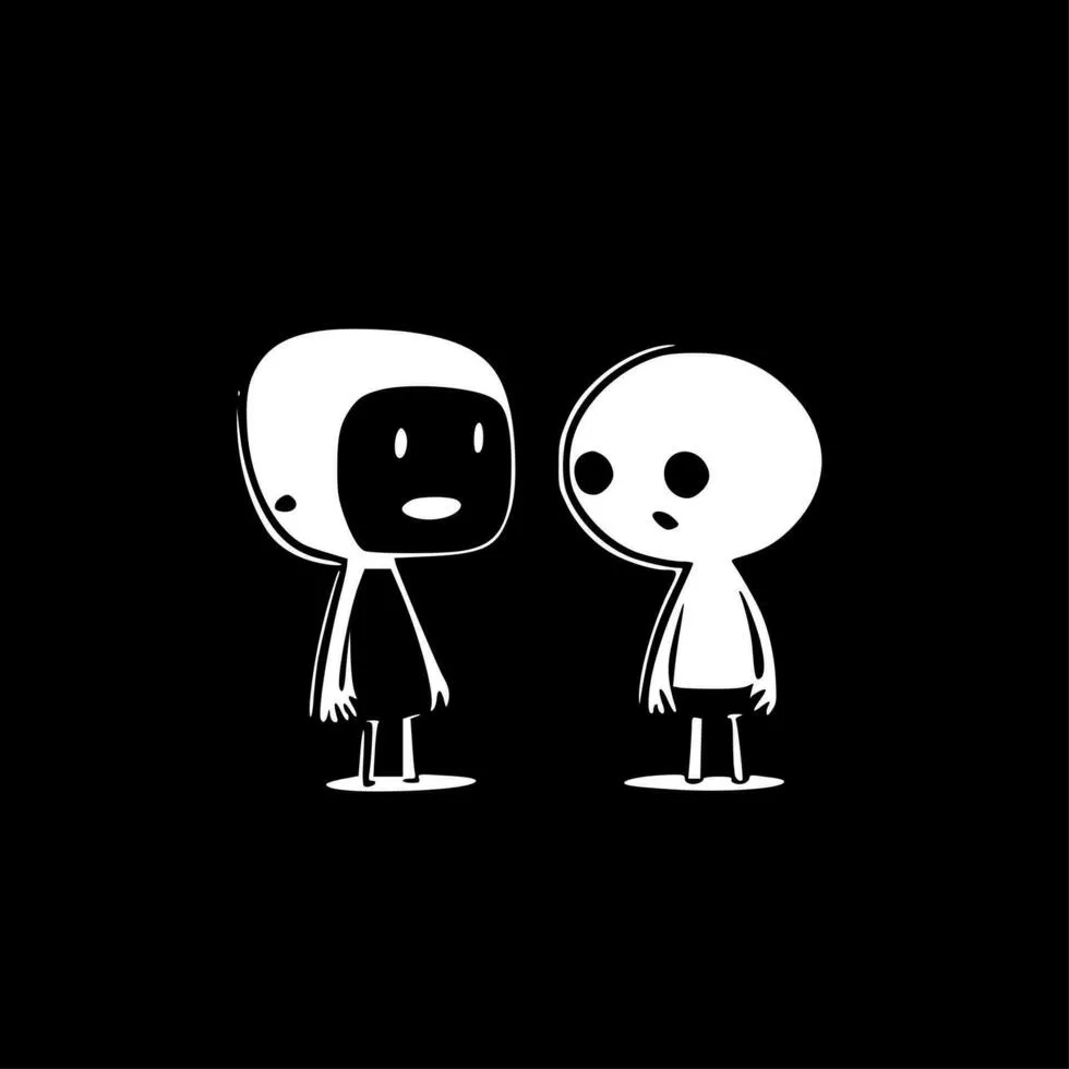 Best Friends, Black and White Vector