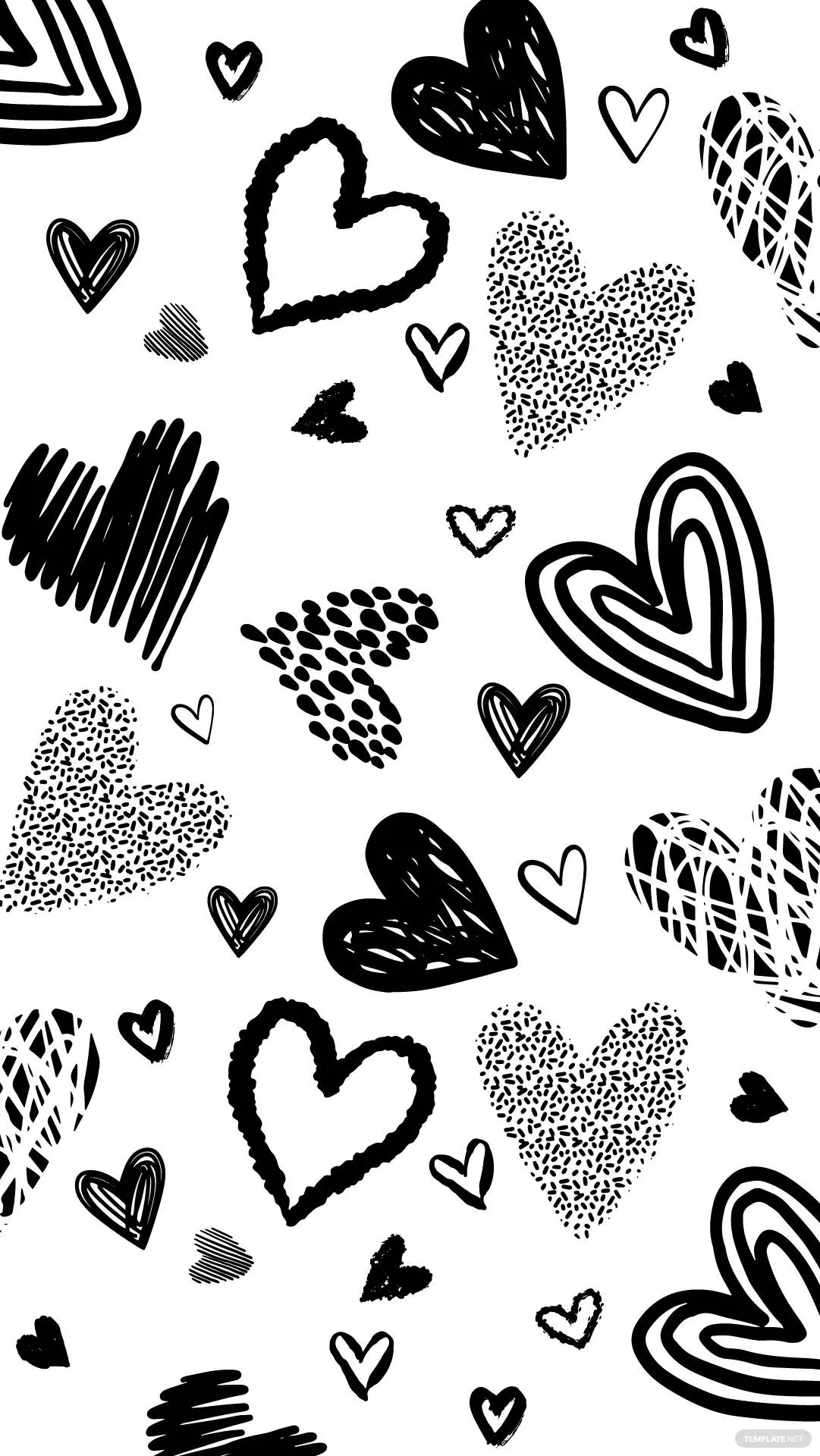 Download Love Black And White Heart Doodles Wallpaper