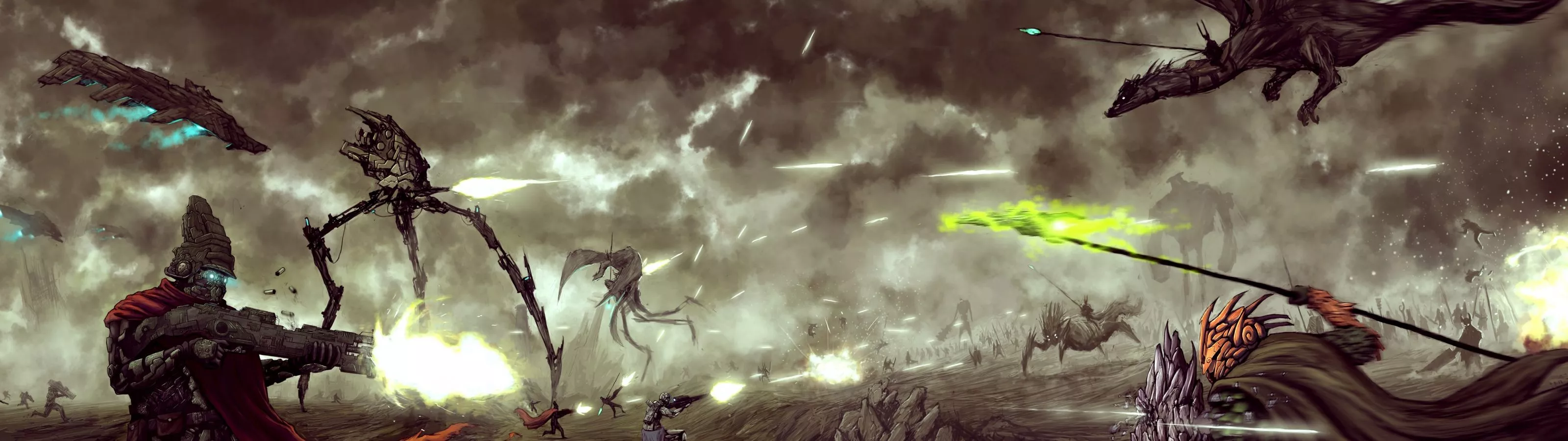 Download War Dragon Sci Fi Battle Wallpaper