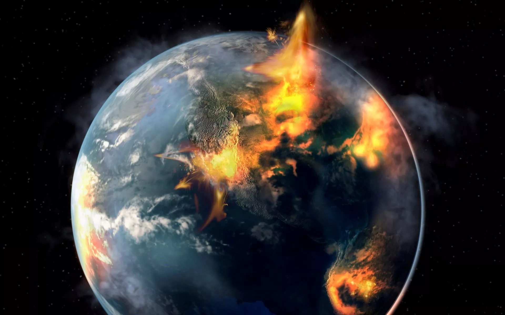 Wallpaper fire, planet, destruction